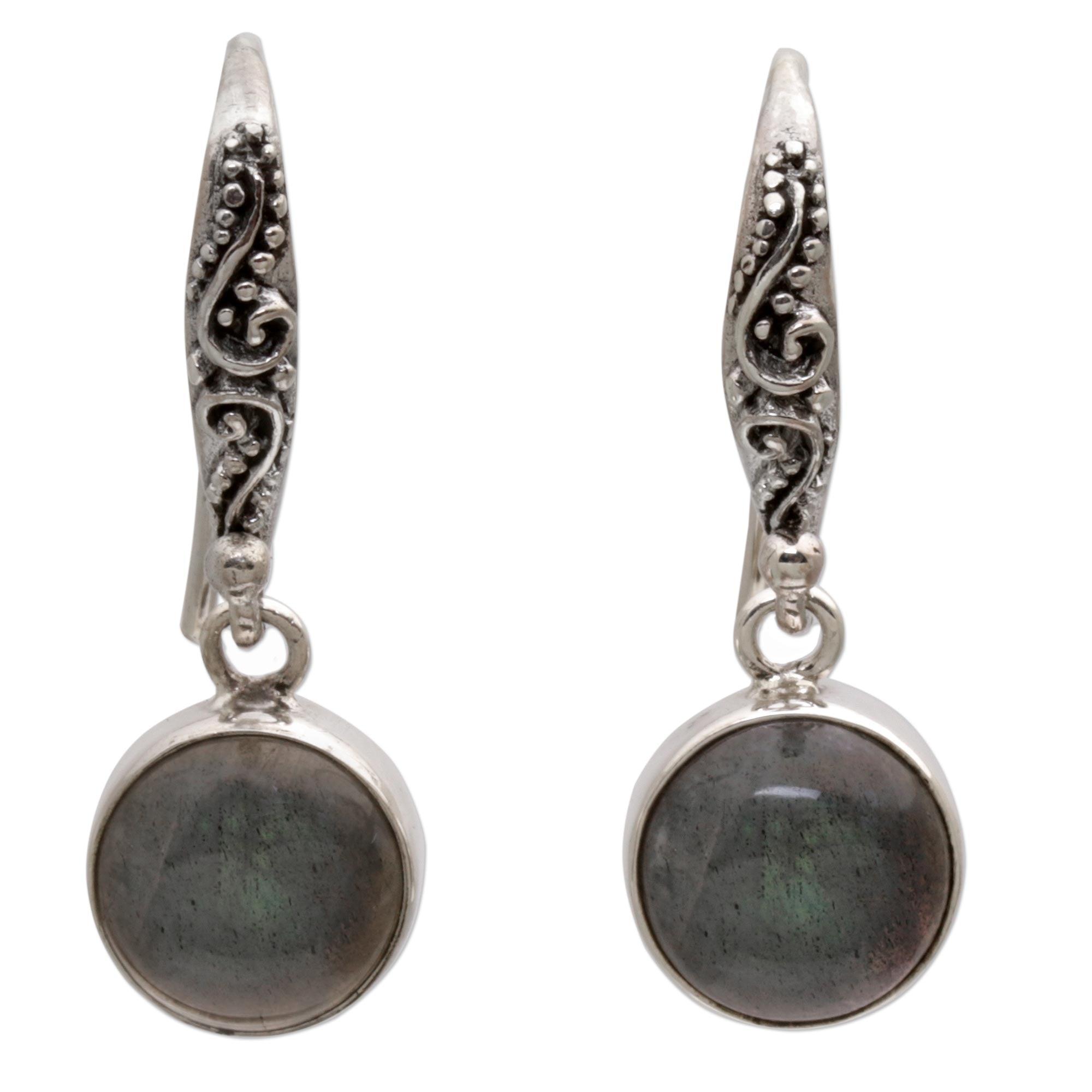 Premium Moonlight Labradorite Silver Earrings - Handmade Elegance