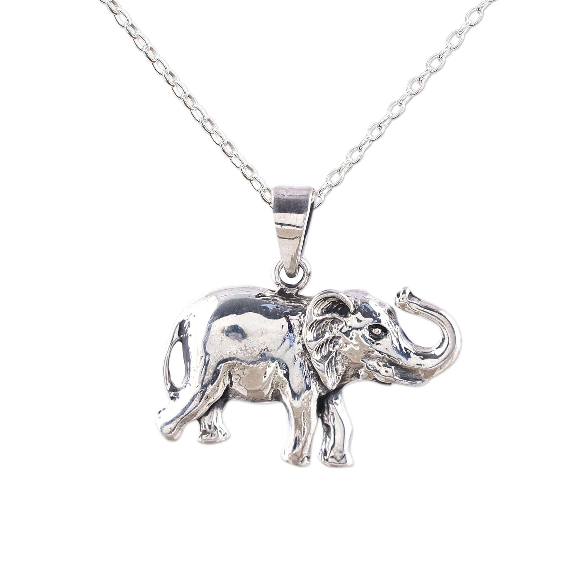 Premium Sterling Silver Elephant Pendant Necklace - Handcrafted Elegance