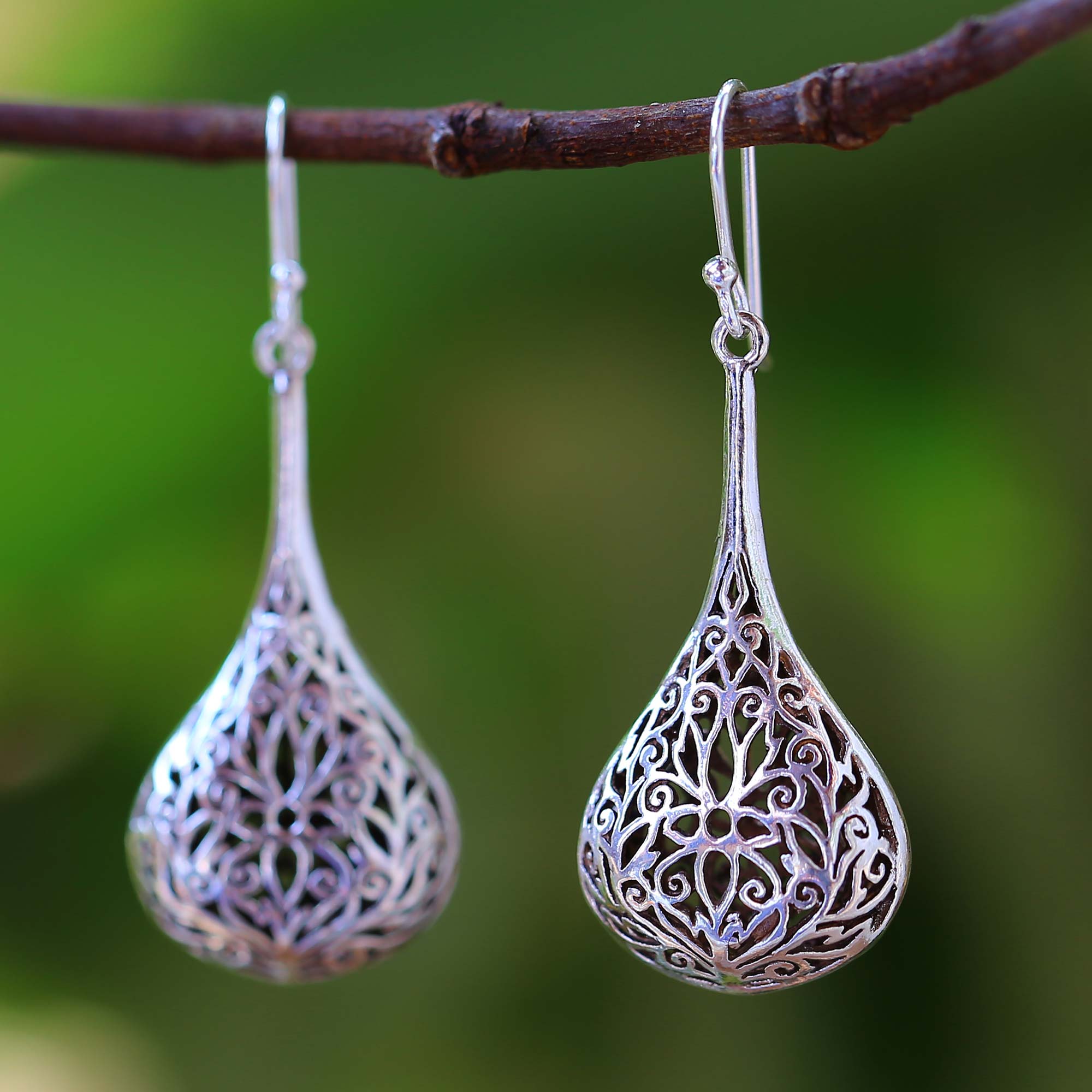 Premium Filigree Teardrop Sterling Silver Earrings - Modern Heirloom