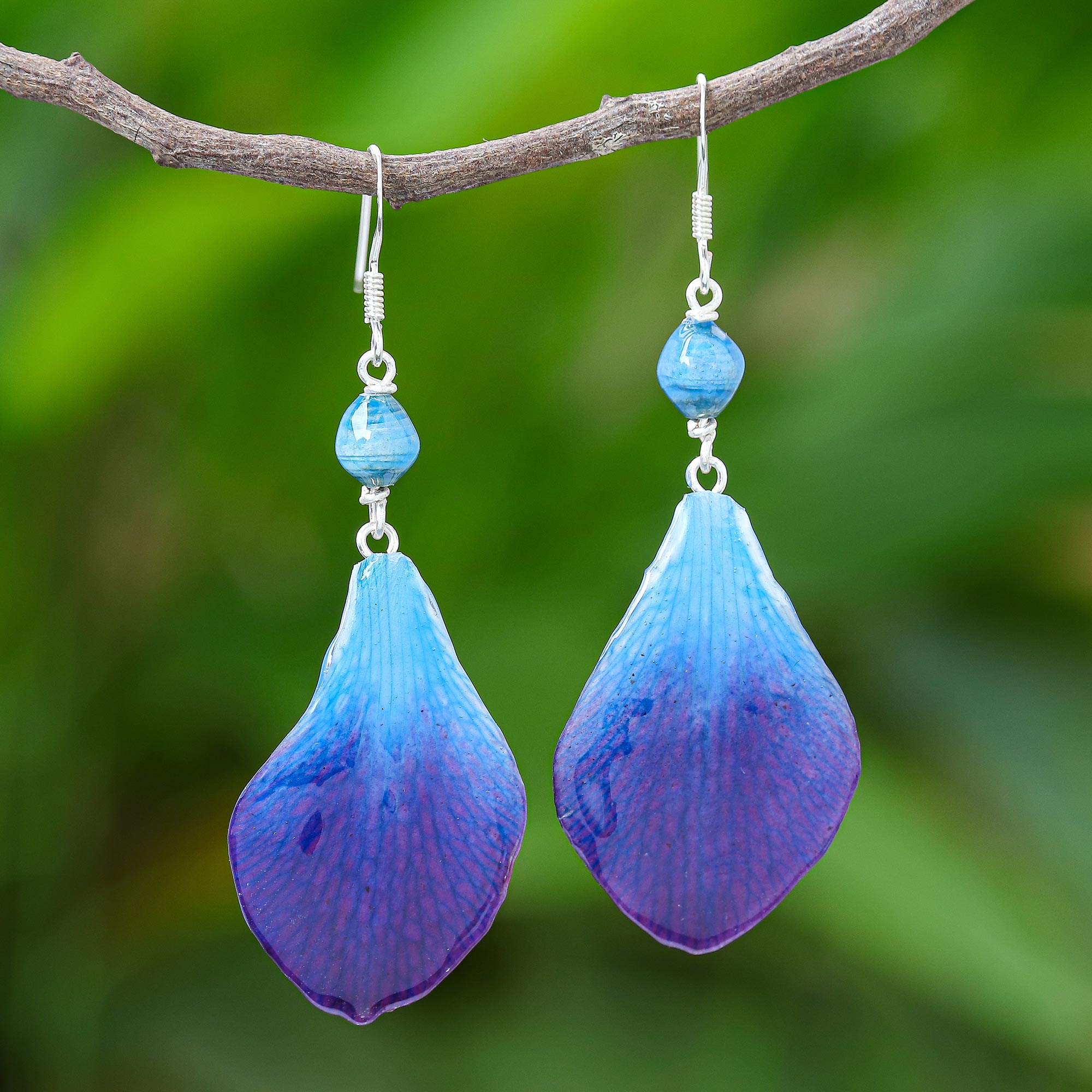 Premium Forever Blue Orchid Earrings – Handcrafted in Thailand with Eco-Friendly Materials