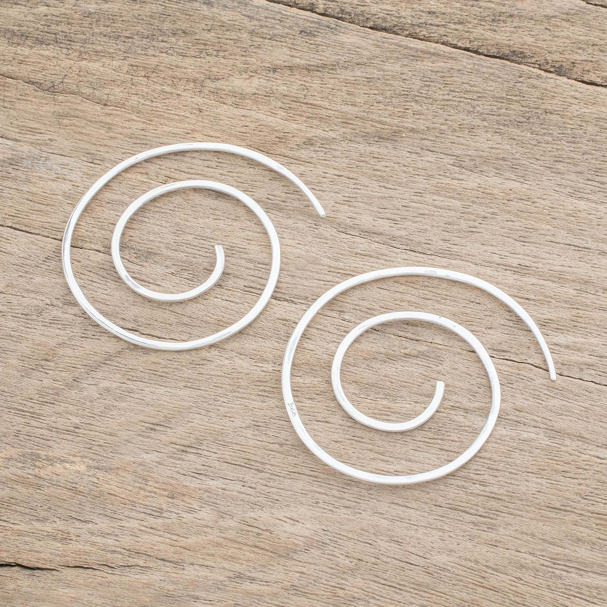 Premium Fibonacci Spiral Sterling Silver Half-Hoop Earrings - Artisan Crafted in Guatemala