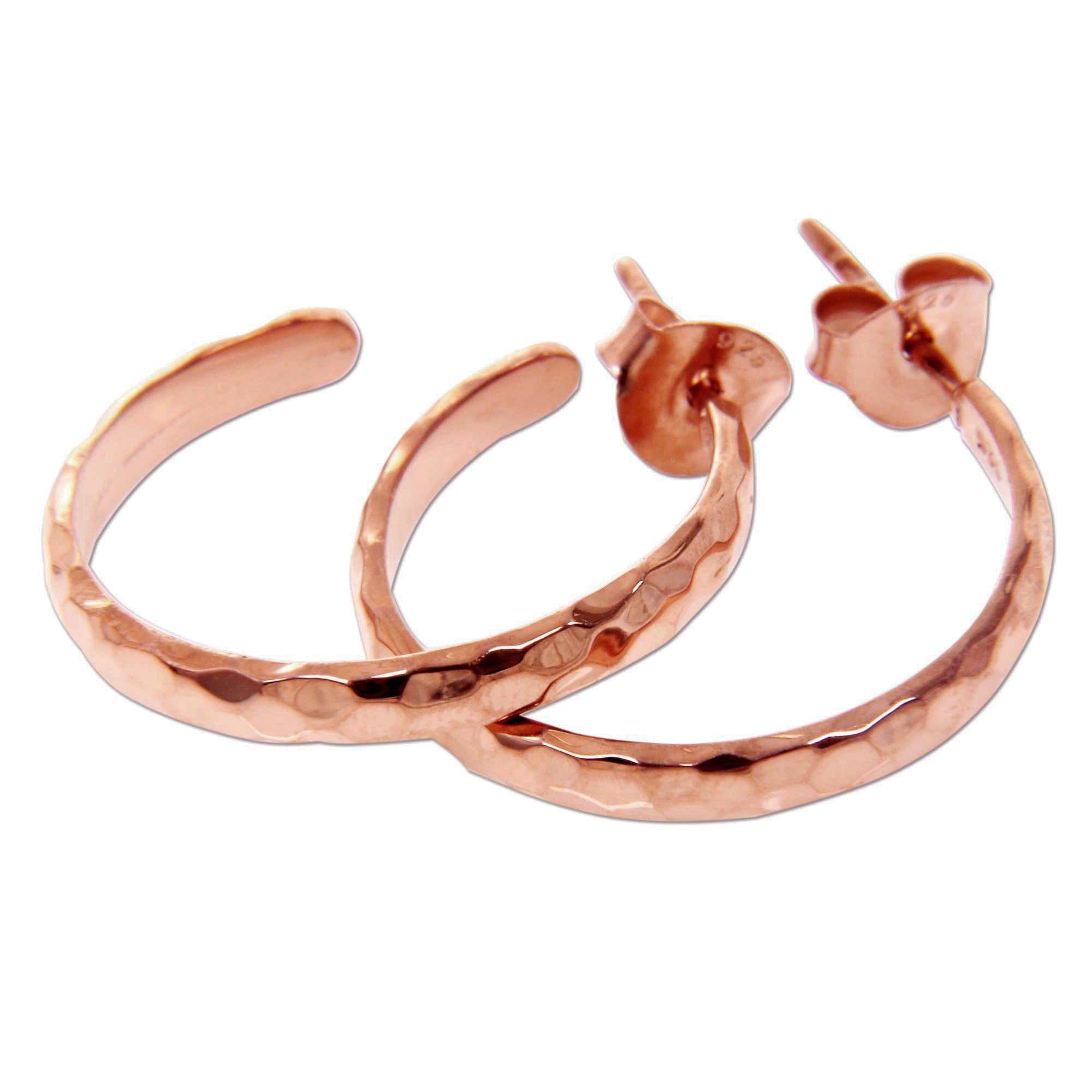 Premium Mosaic Rose 18k Rose Gold Plated Sterling Silver Half Hoop Earrings