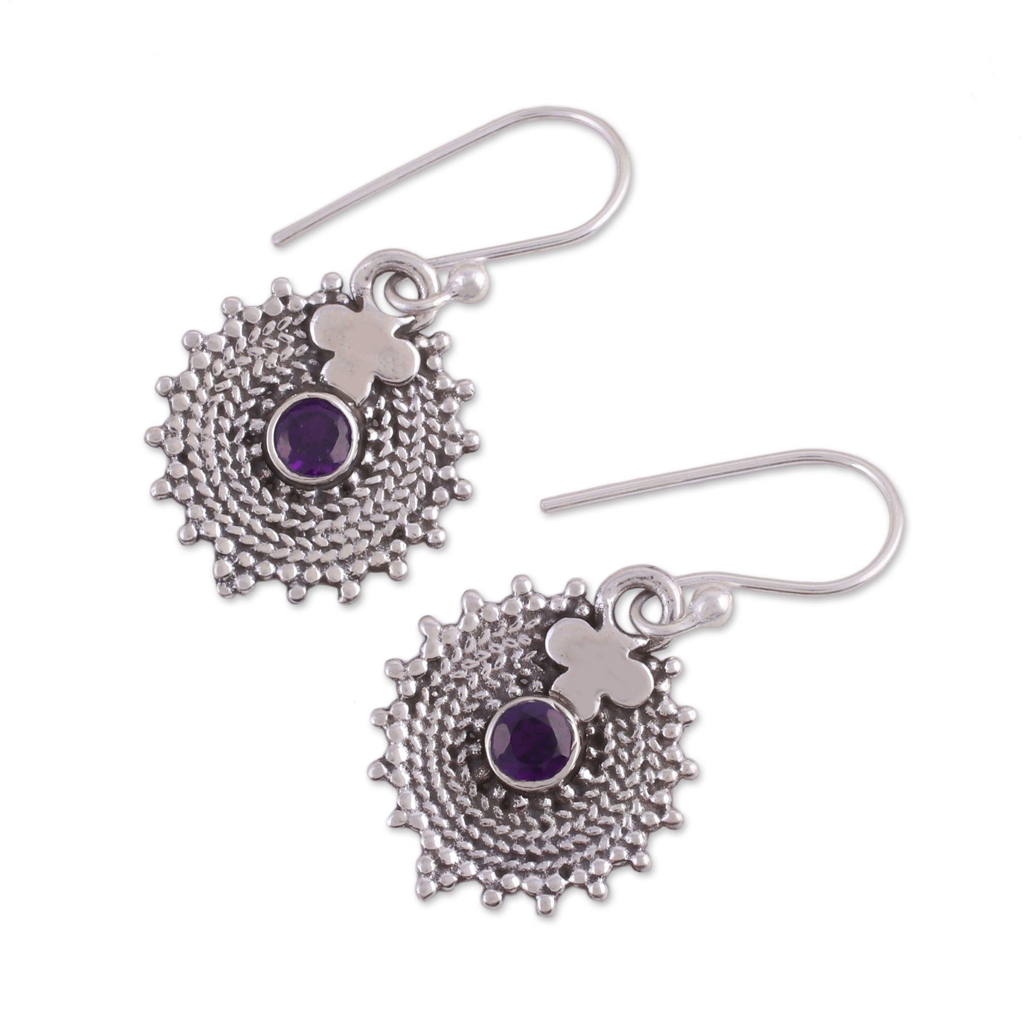 Premium Amethyst Dangle Earrings in Sterling Silver – Purple Elegance