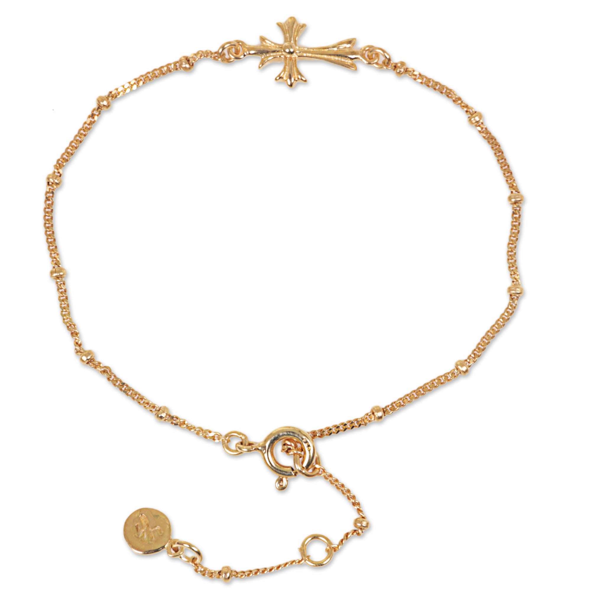 Premium 14k Gold Vermeil Balinese Cross Bracelet - Handcrafted Elegance