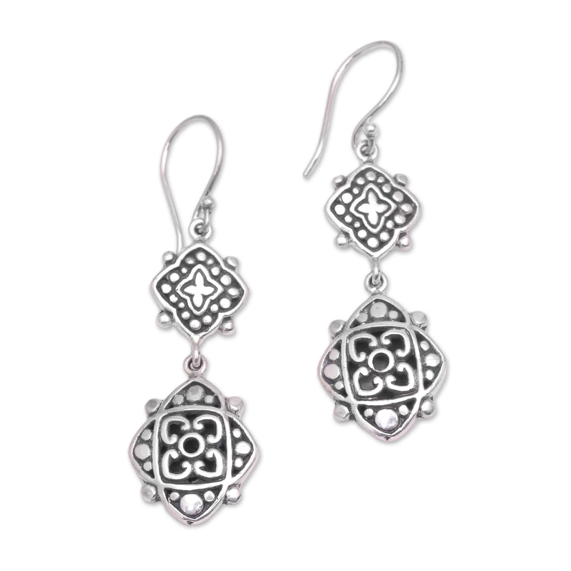 Premium Elegant Star Sterling Silver Dangle Earrings - Handcrafted in Bali