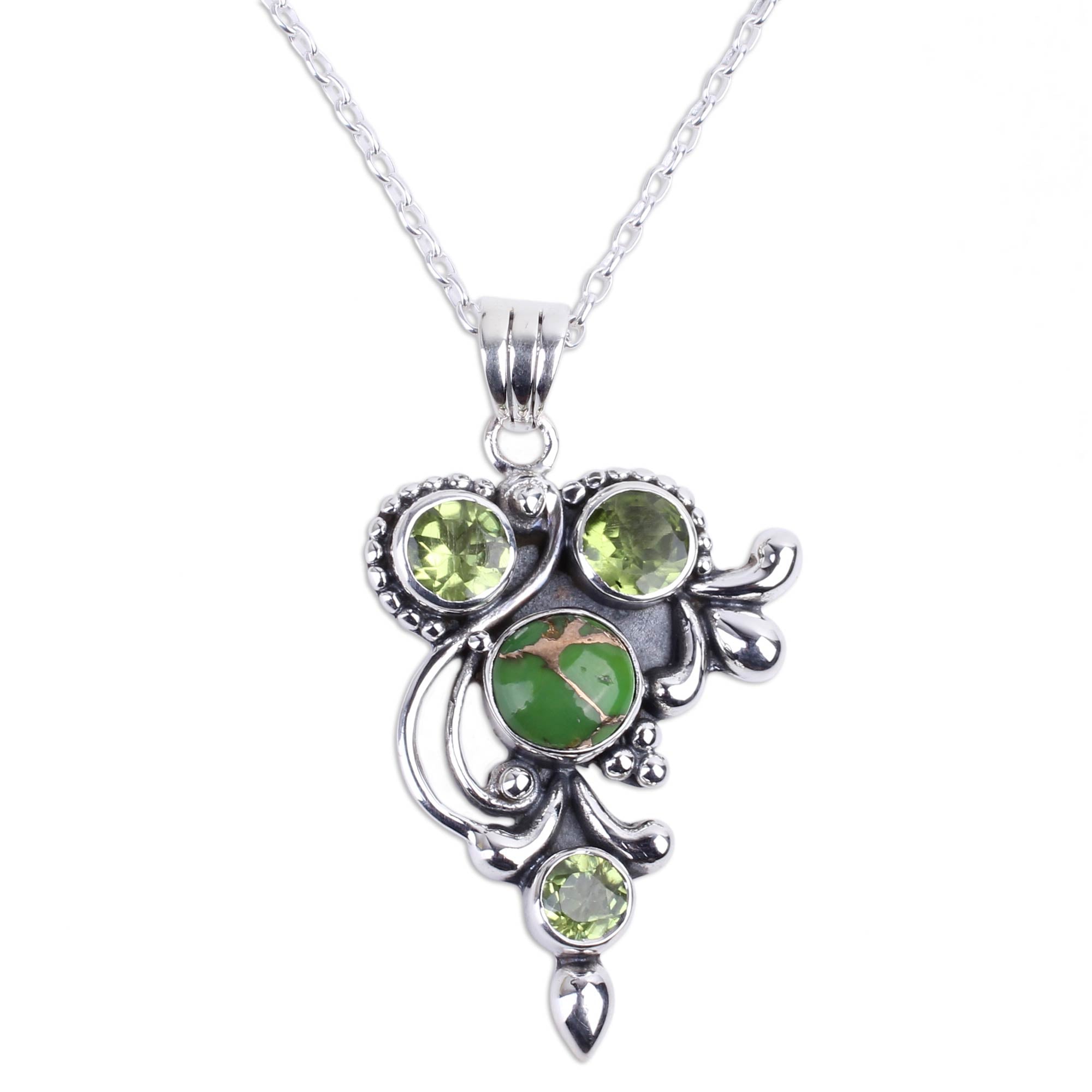 Premium Mystic Forest Peridot Pendant Necklace - Handcrafted Sterling Silver Jewelry