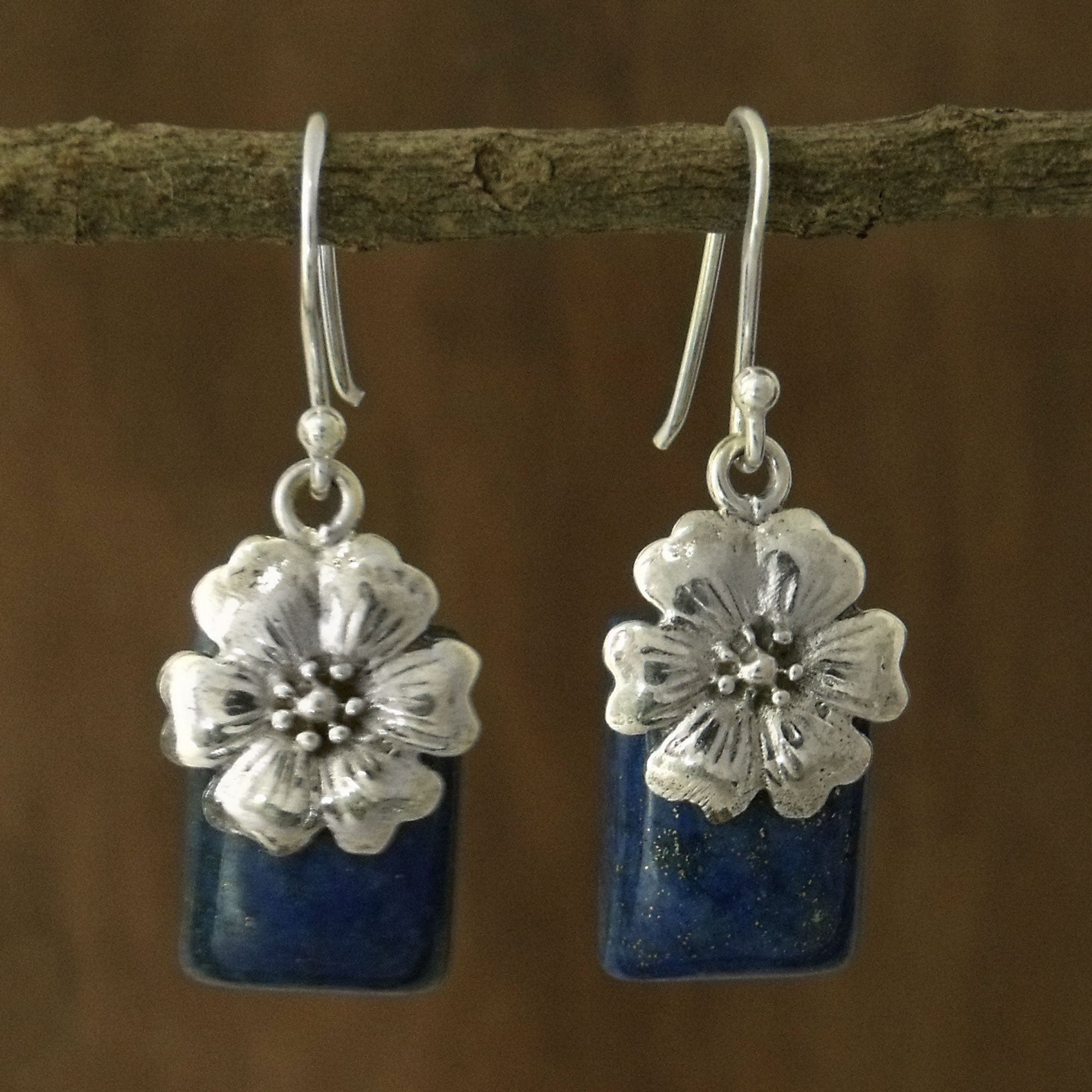 Premium Blue Lily Fair Trade Sterling Silver & Lapis Lazuli Earrings