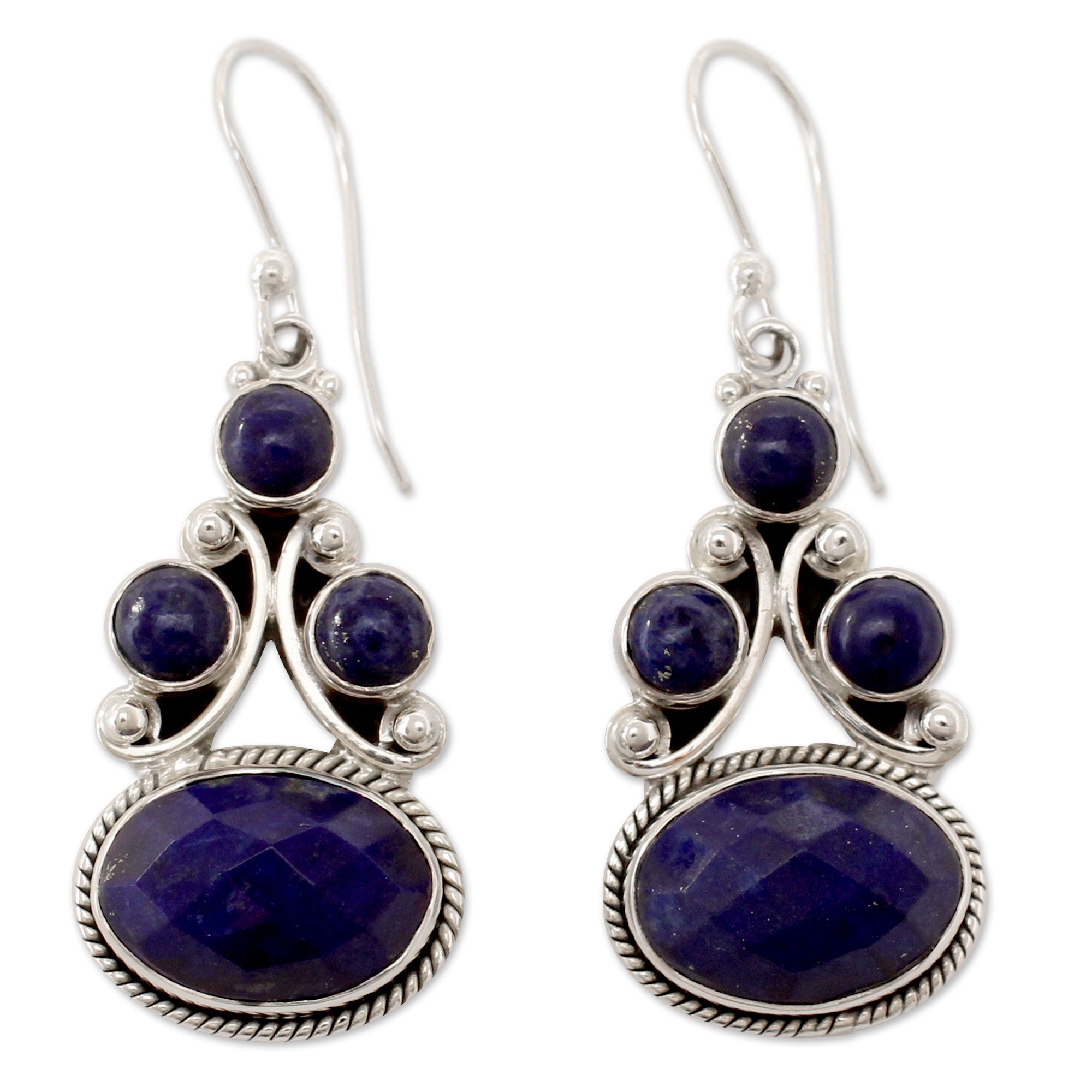 Premium Love Foretold Lapis Lazuli Dangle Earrings - Handmade Sterling Silver Jewelry