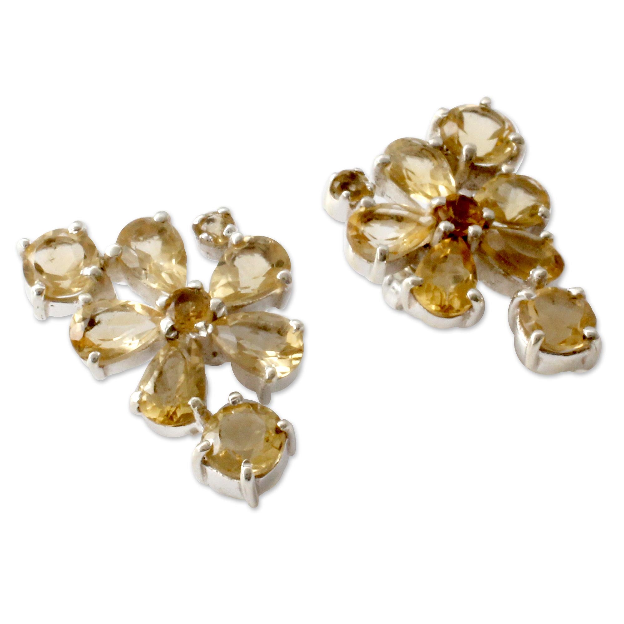 Premium Sunshine Petals Handmade Citrine Earrings – Sterling Silver Floral Design