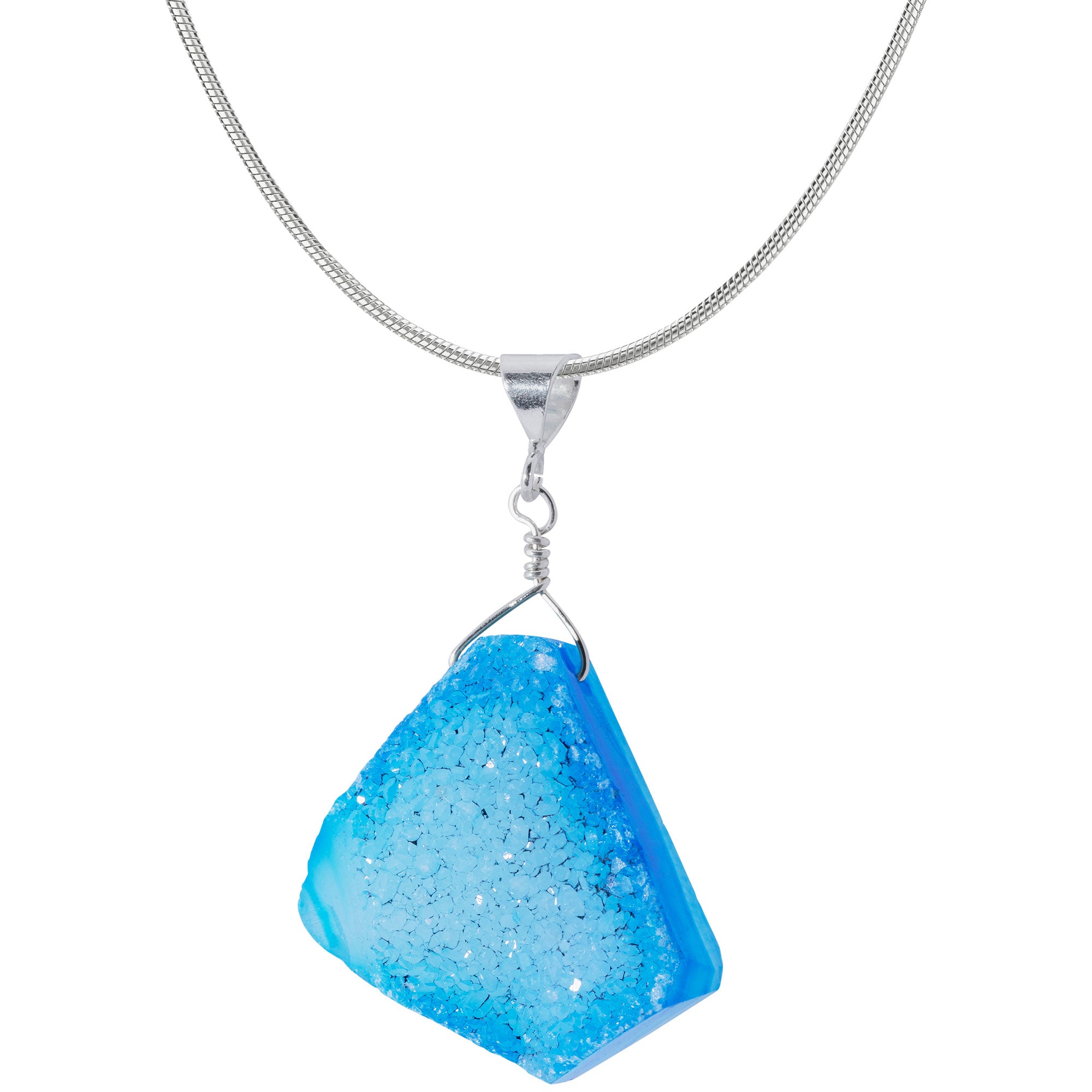 Premium Cool Hues Druzy Quartz Necklace | Sterling Silver Statement Piece