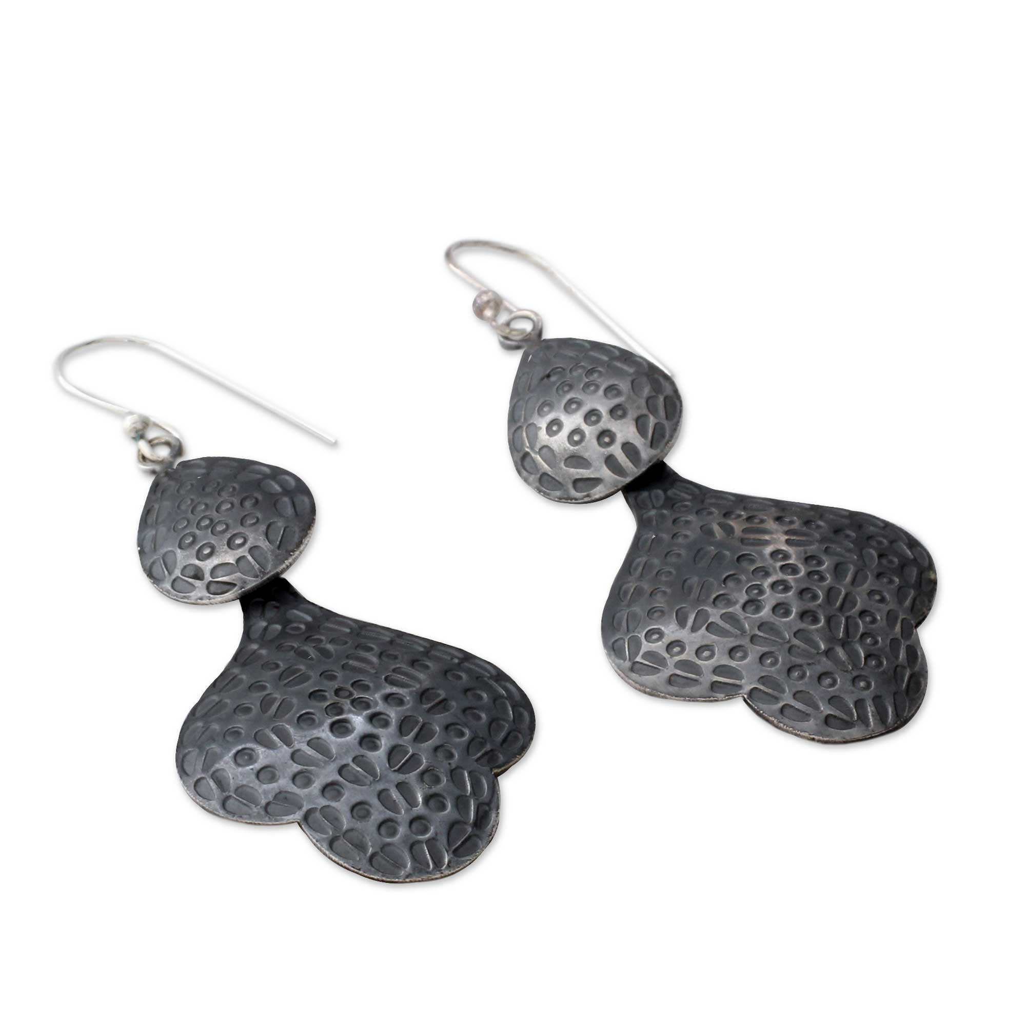 Premium Forest Shadow Dark Sterling Silver Dangle Earrings - Handcrafted in India
