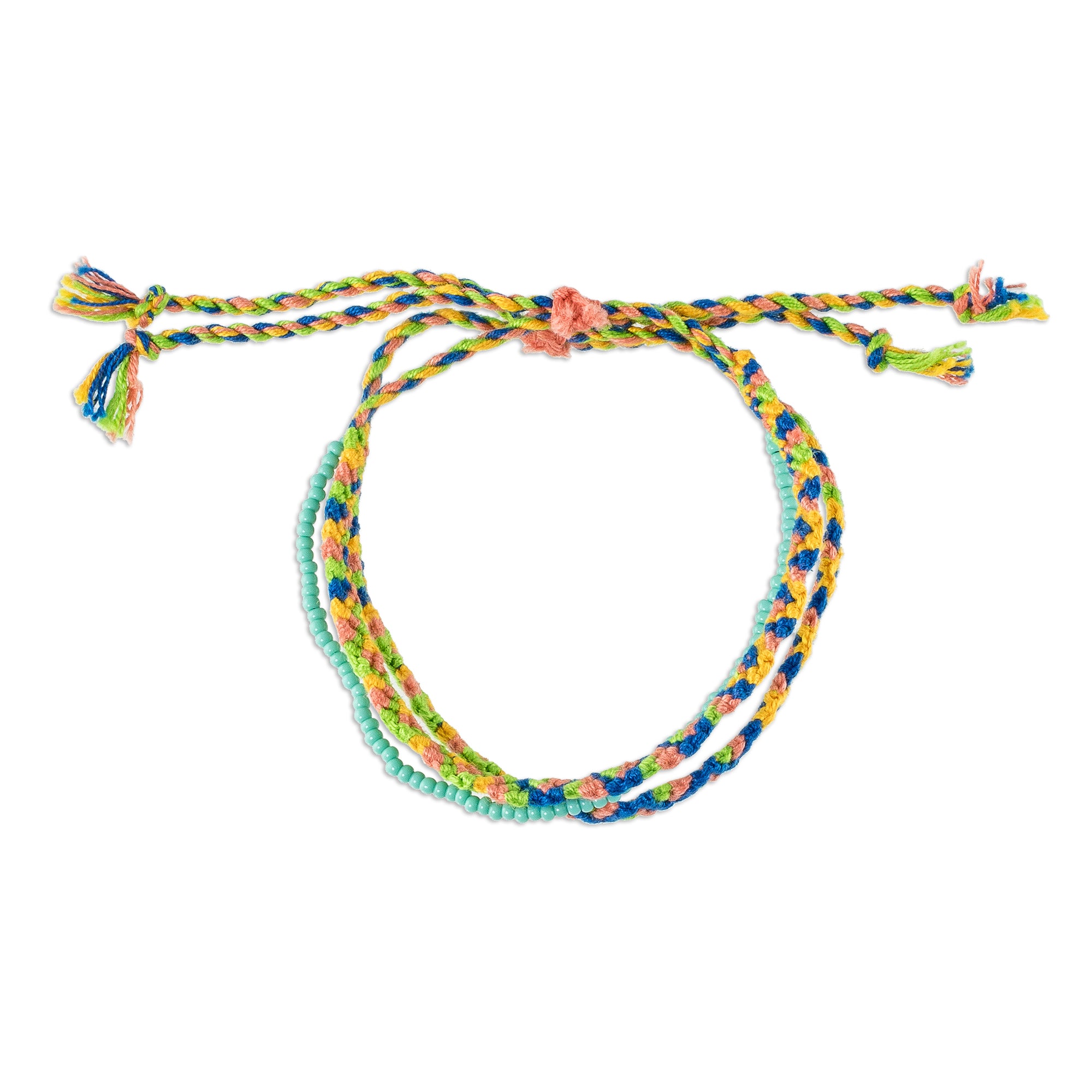 Premium Handcrafted Cotton Macrame Bracelet with Vibrant Spring Colors & Glass Beads