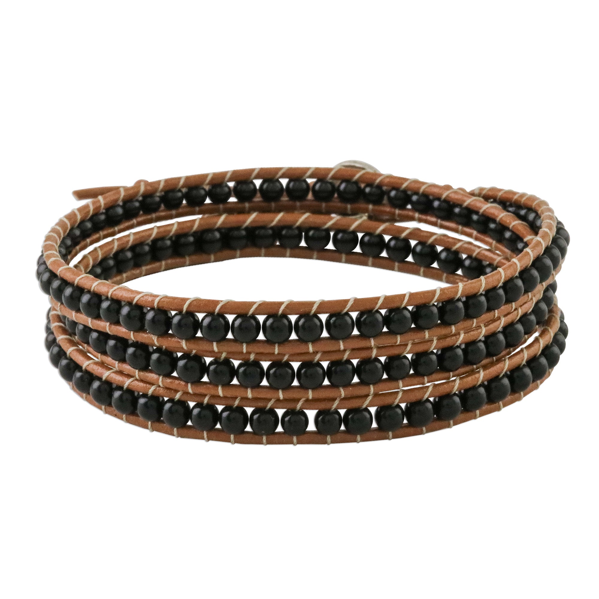 Premium Onyx Beaded Wrap Bracelet – Handcrafted in Thailand