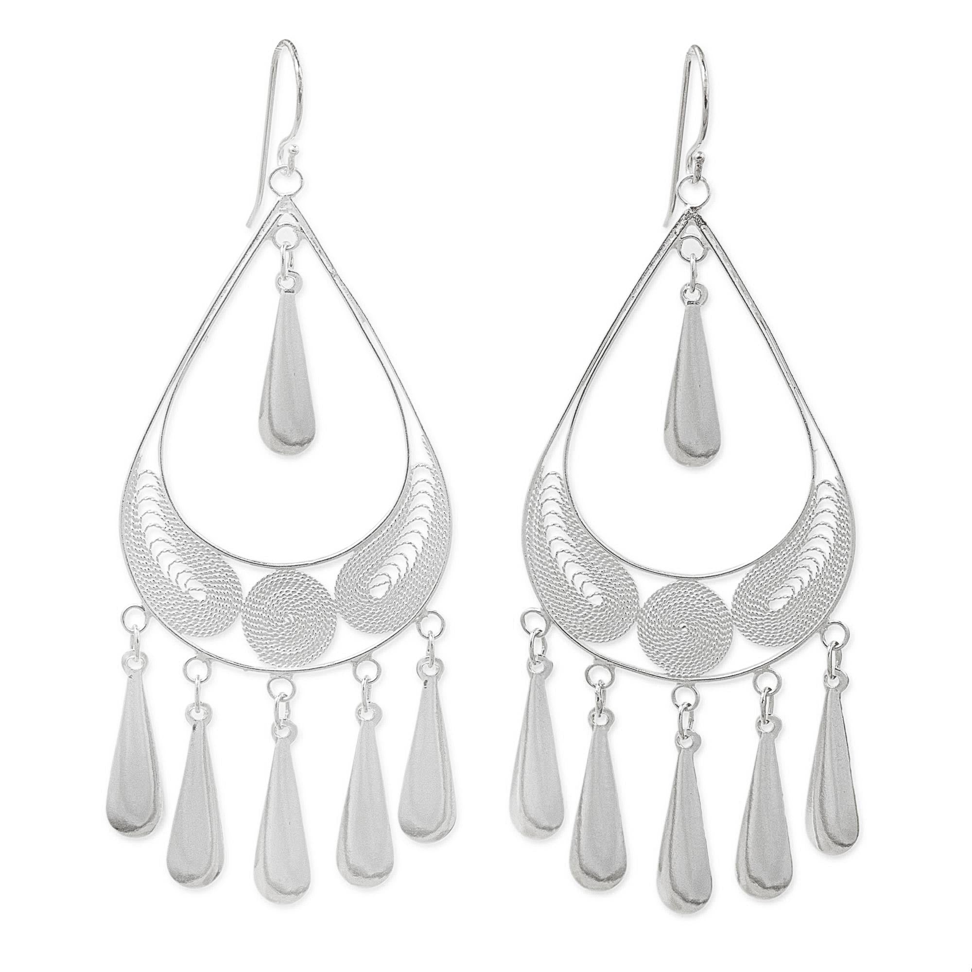 Premium Mystic Rain Sterling Silver Filigree Earrings