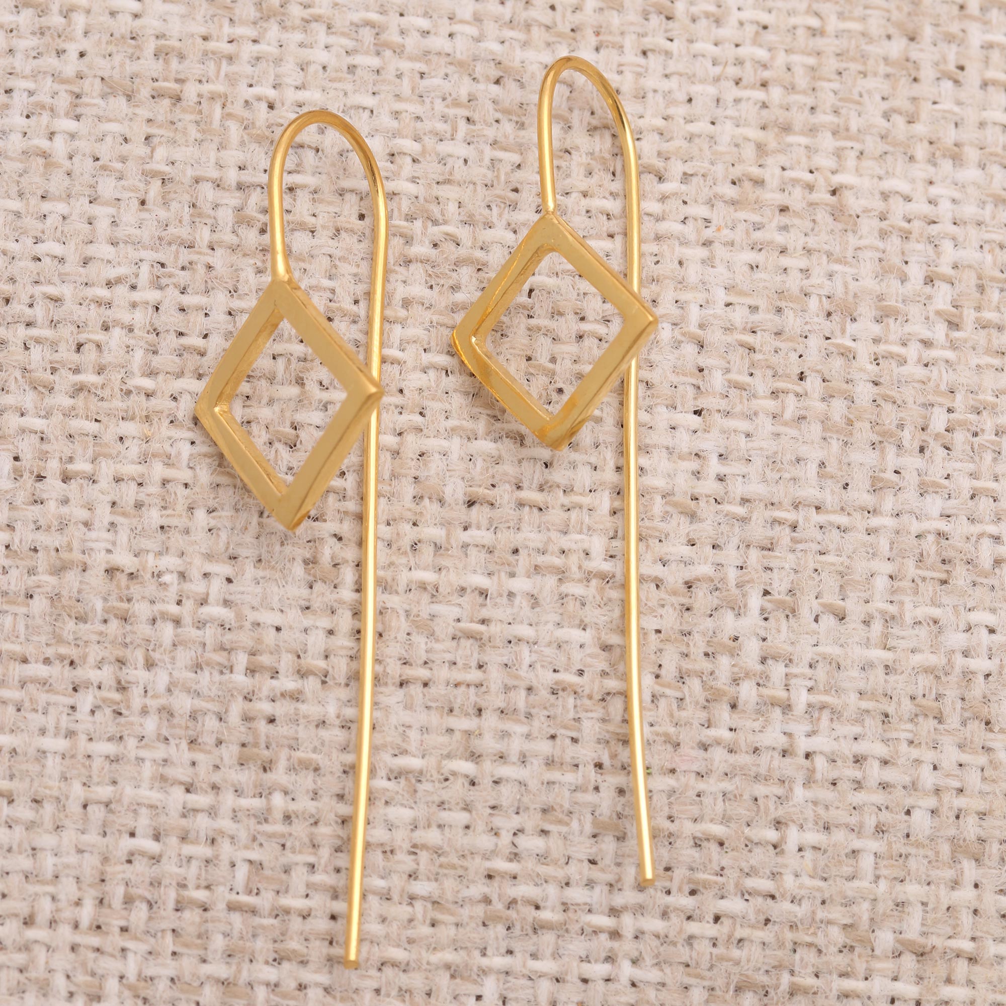 Ultimate Glamour: Symmetrical Geometry Gold-Plated Drop Earrings