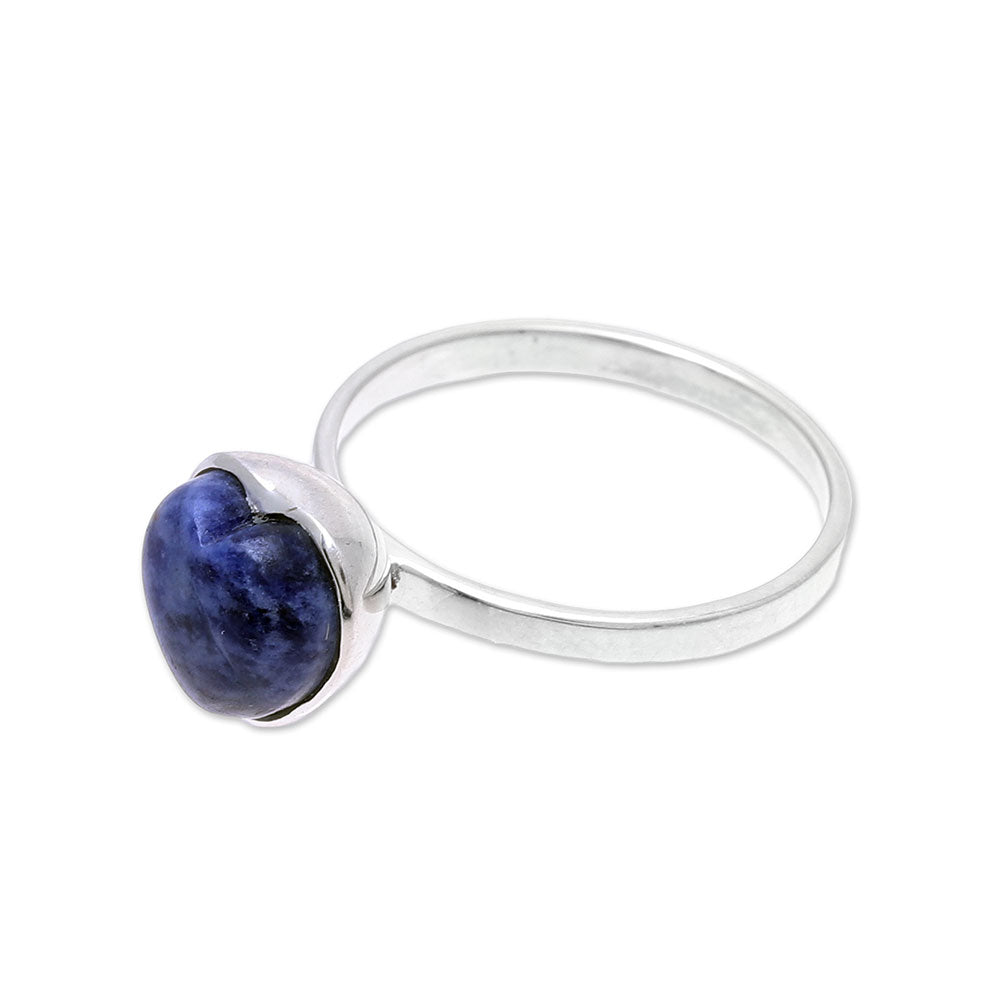 Premium Heart-Shaped Sodalite Cocktail Ring – Handcrafted in India