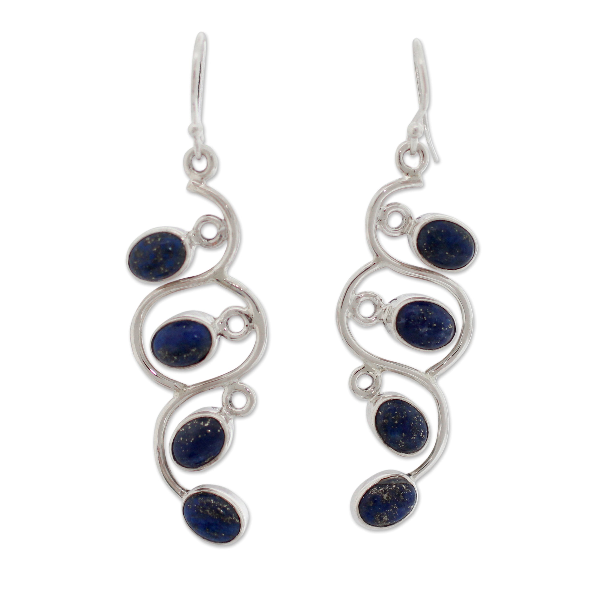 Premium Lotus Buds Lapis Lazuli Earrings - Artisan Sterling Silver Jewelry