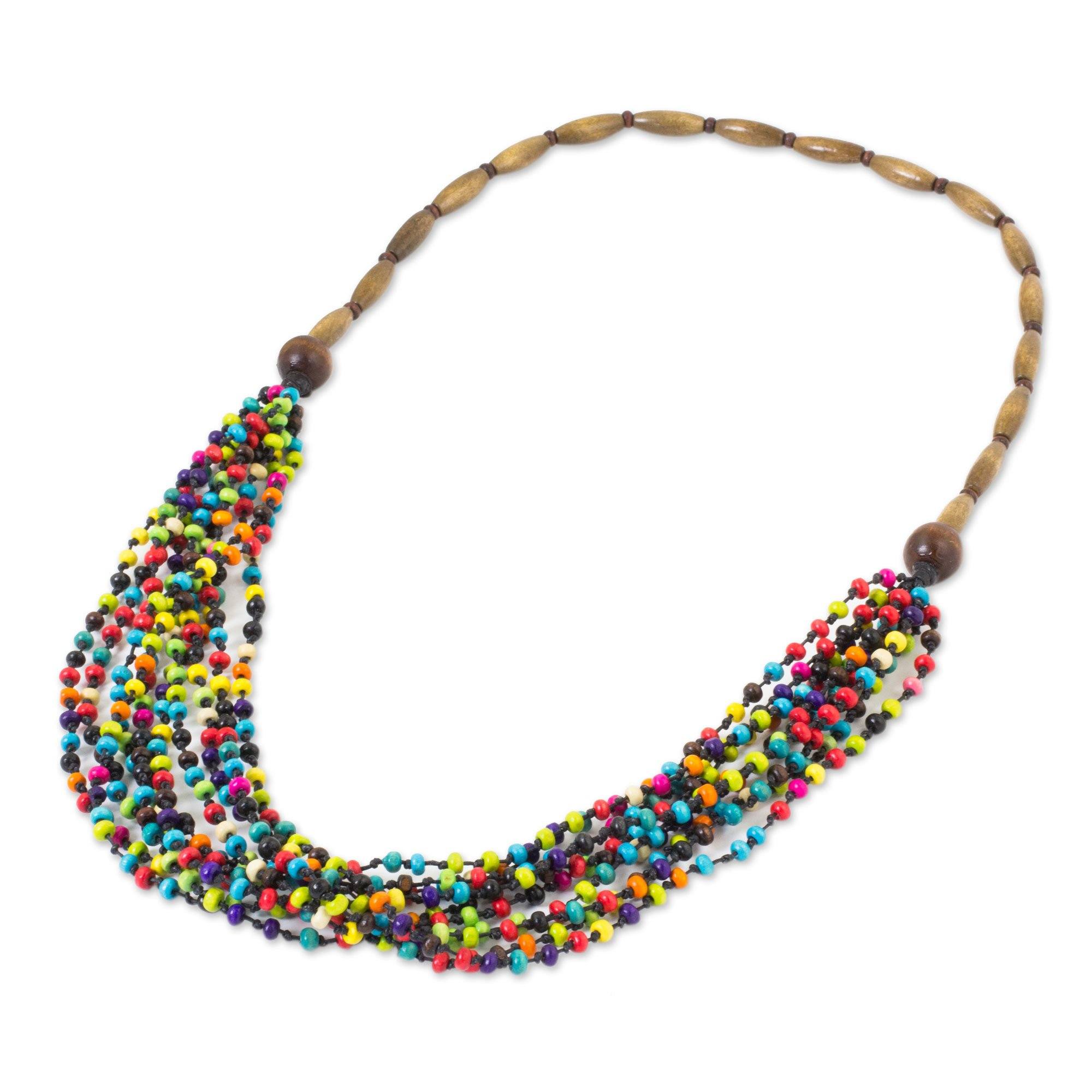 Premium Rainbow Littleleaf Boxwood Beaded Necklace - Handcrafted Elegance