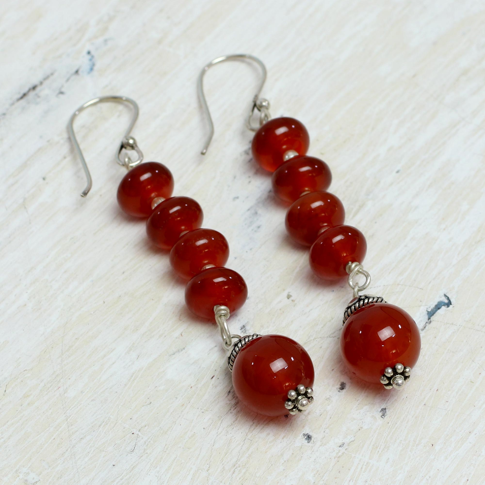 Premium Fire Fall Carnelian Dangle Earrings