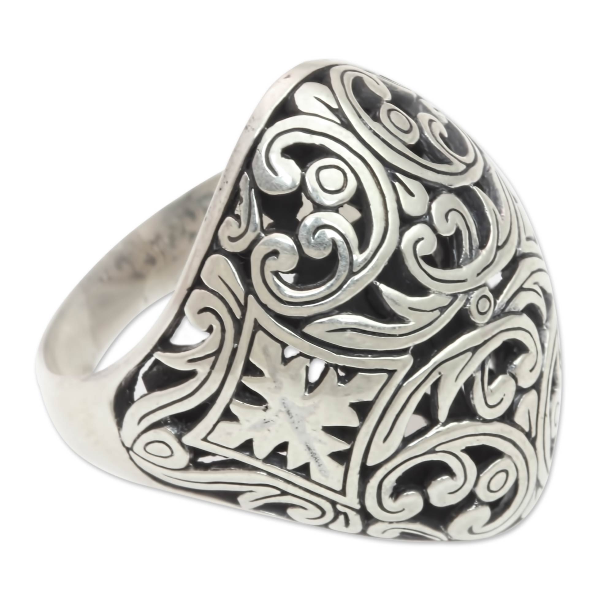 Premium Kedaton Forest Sterling Silver Domed Ring – Handcrafted in Bali