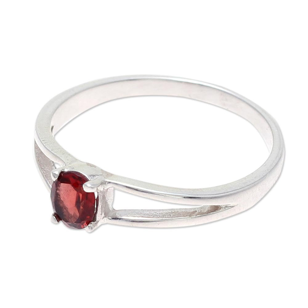 Premium Fiery Solitaire Garnet Ring – Handcrafted Sterling Silver Jewelry