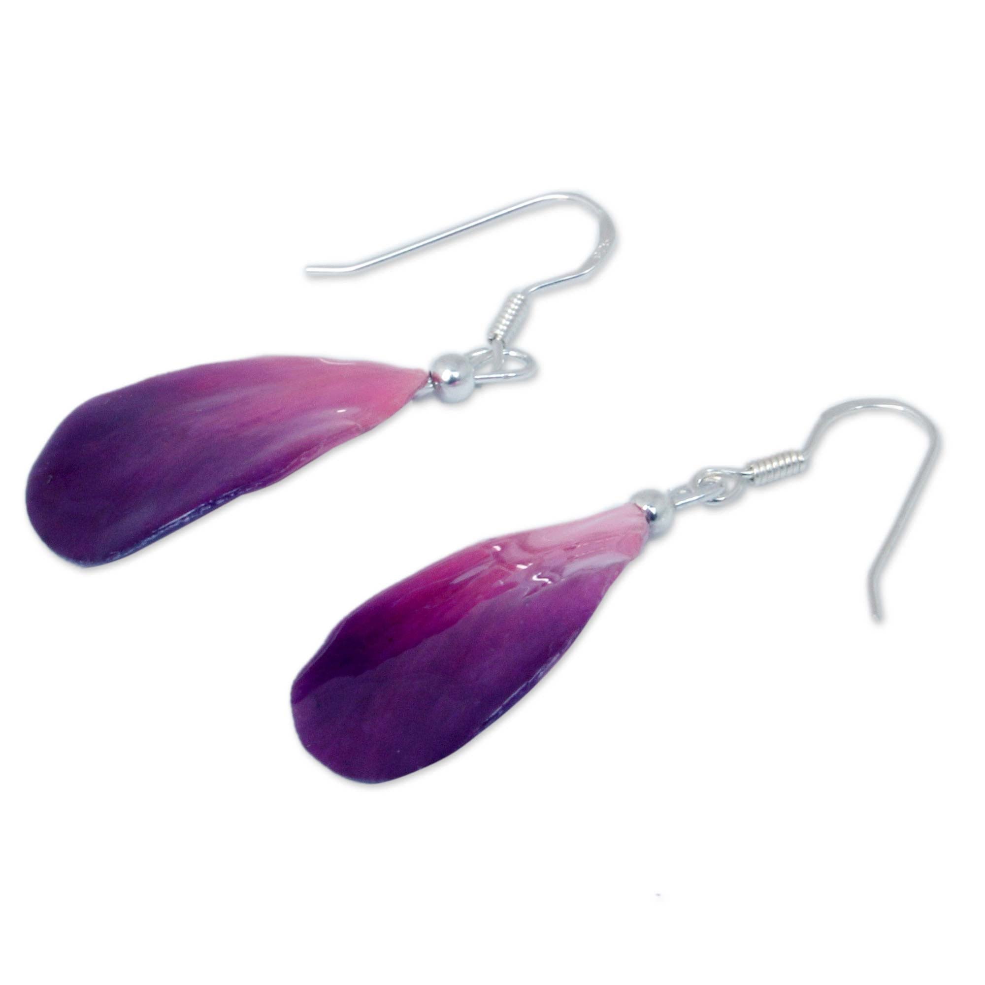 Premium Chiang Mai Kiss Orchid Earrings – Handcrafted Silver & Resin Floral Design