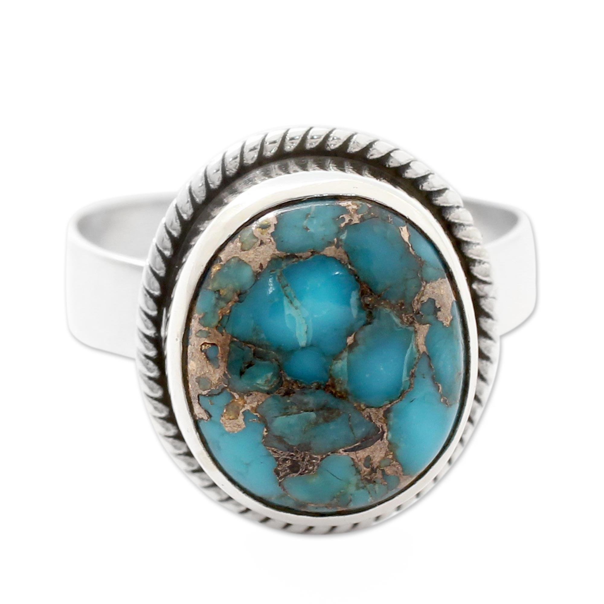 Premium Blue Sky Sterling Silver Ring – Handcrafted in Jaipur