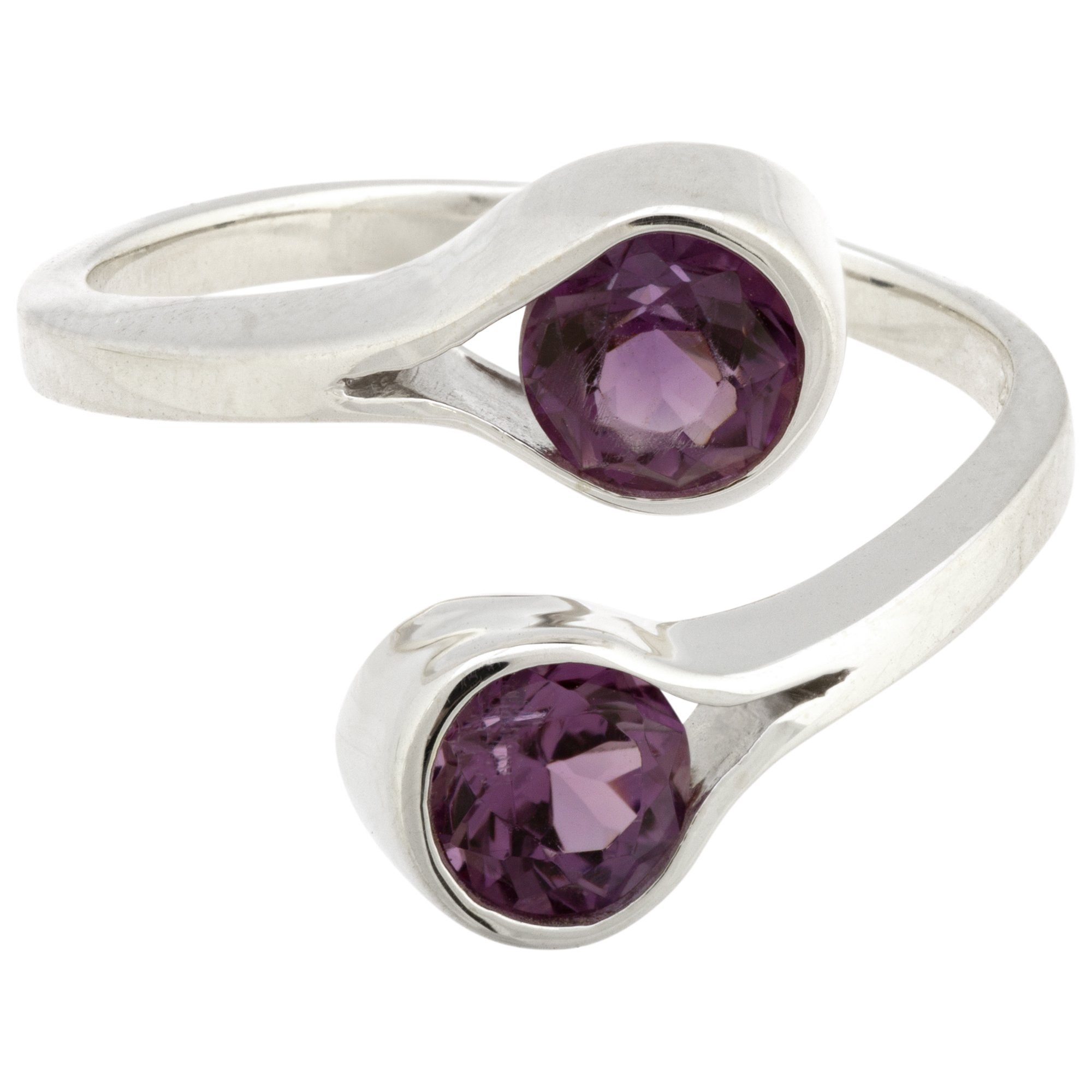 Premium Double Drop Gemstone Wrap Ring - Sterling Silver