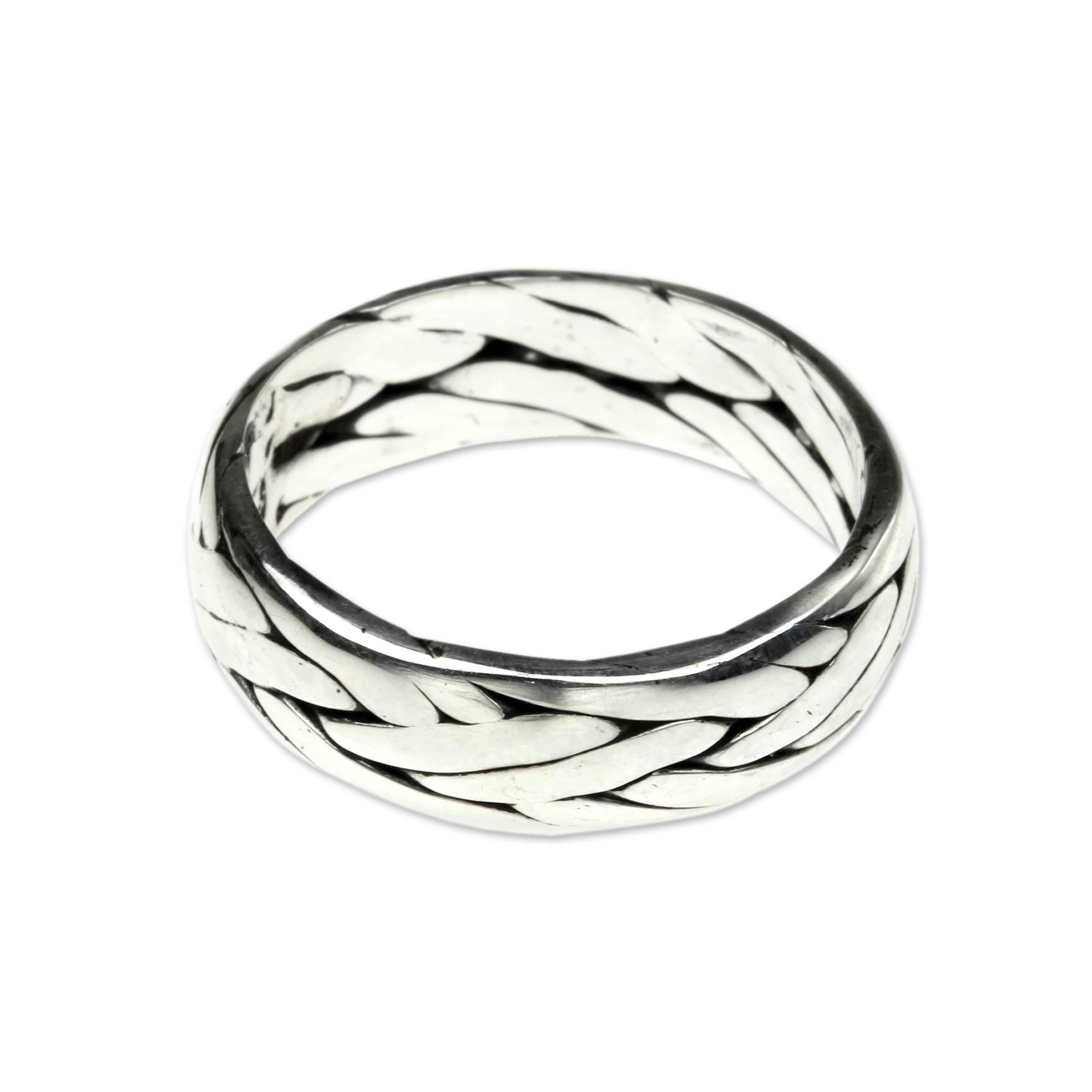 Premium Singaraja Weave Sterling Silver Ring - Handcrafted in Bali