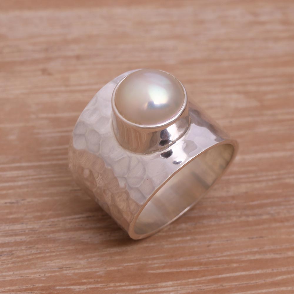 Premium Gleaming Fate Cultured Pearl Cocktail Ring - Handcrafted in Indonesia