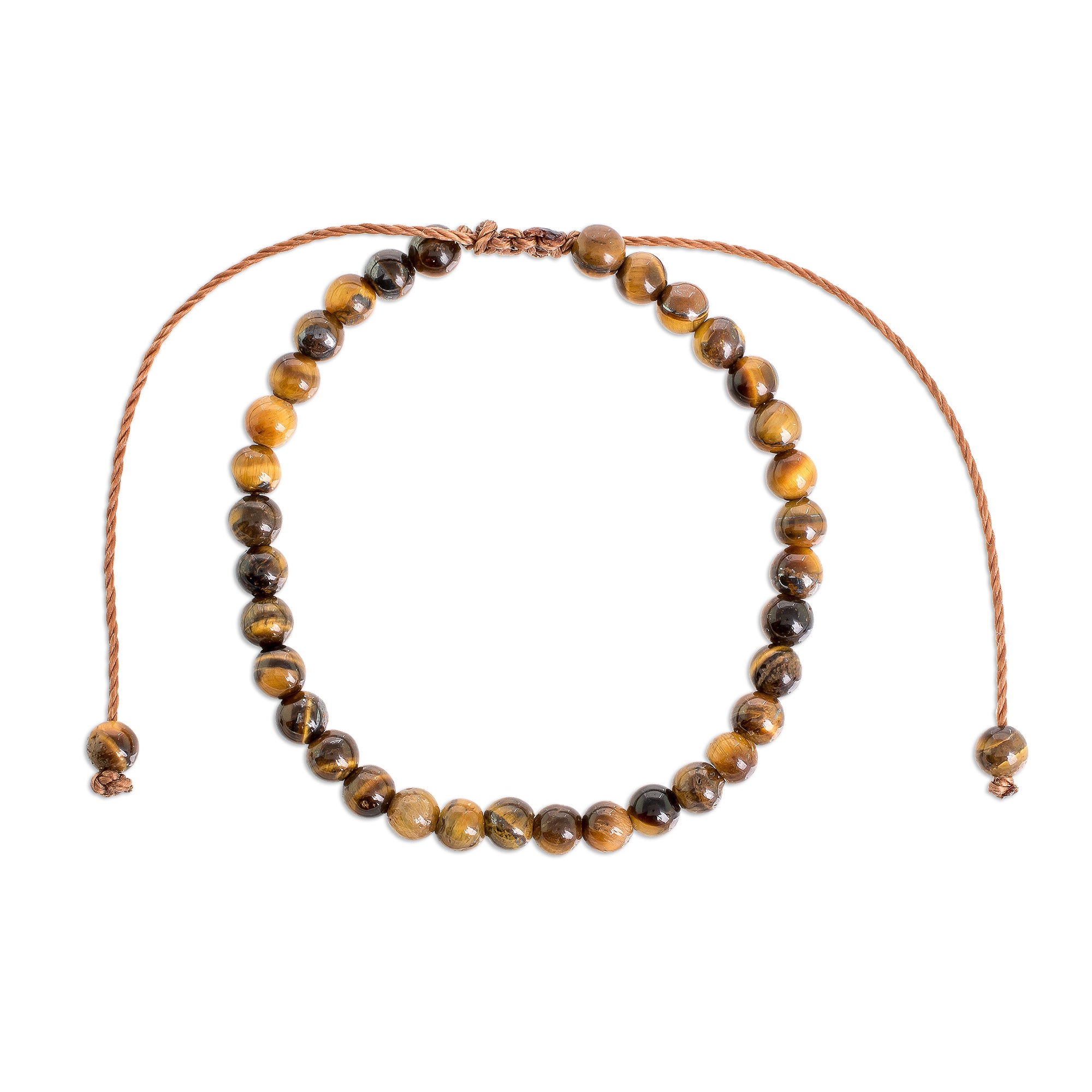 Premium Adjustable Tiger's Eye Beaded Bracelet – Handcrafted in Guatemala