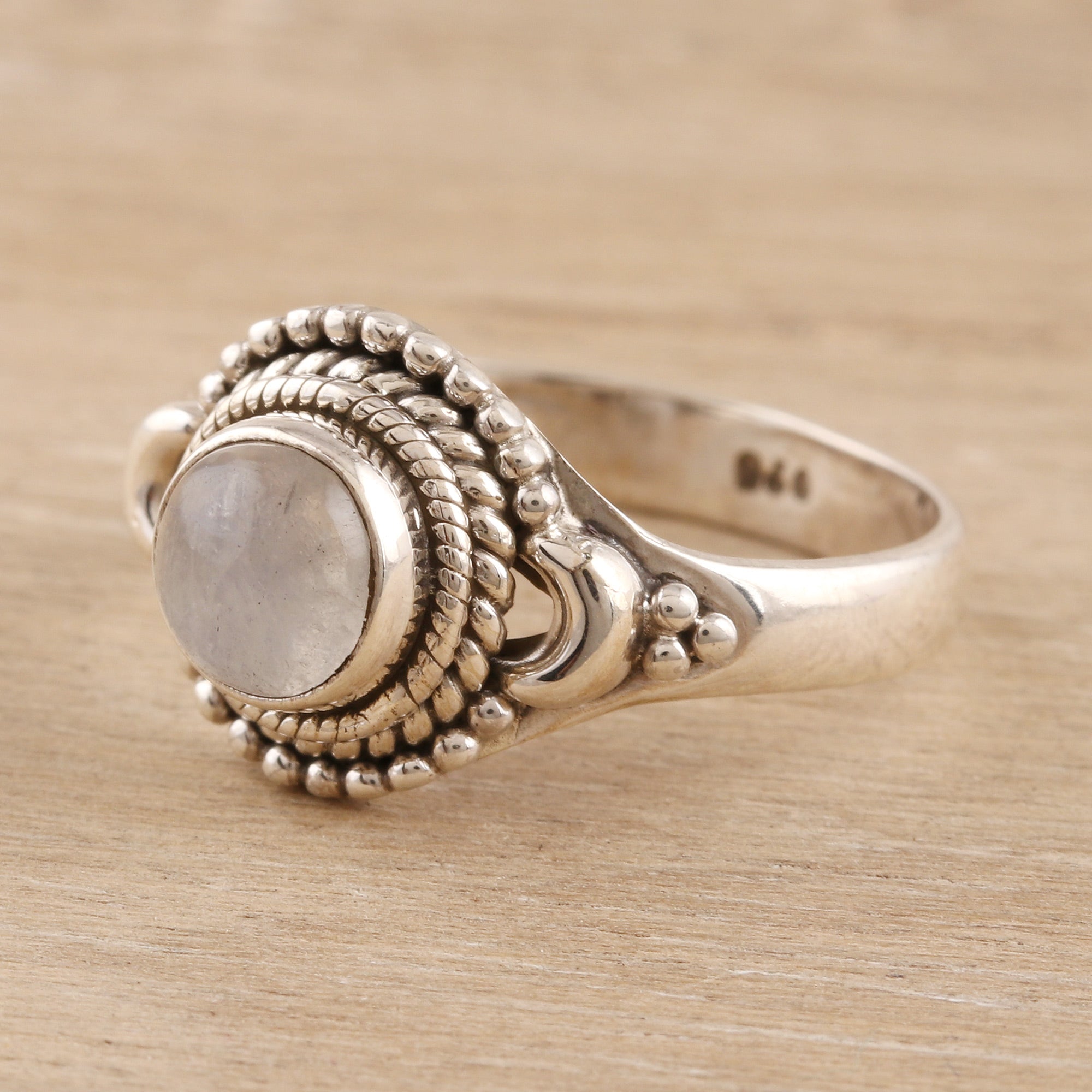 Premium Rainbow Moonstone Cocktail Ring - Handcrafted in Sterling Silver