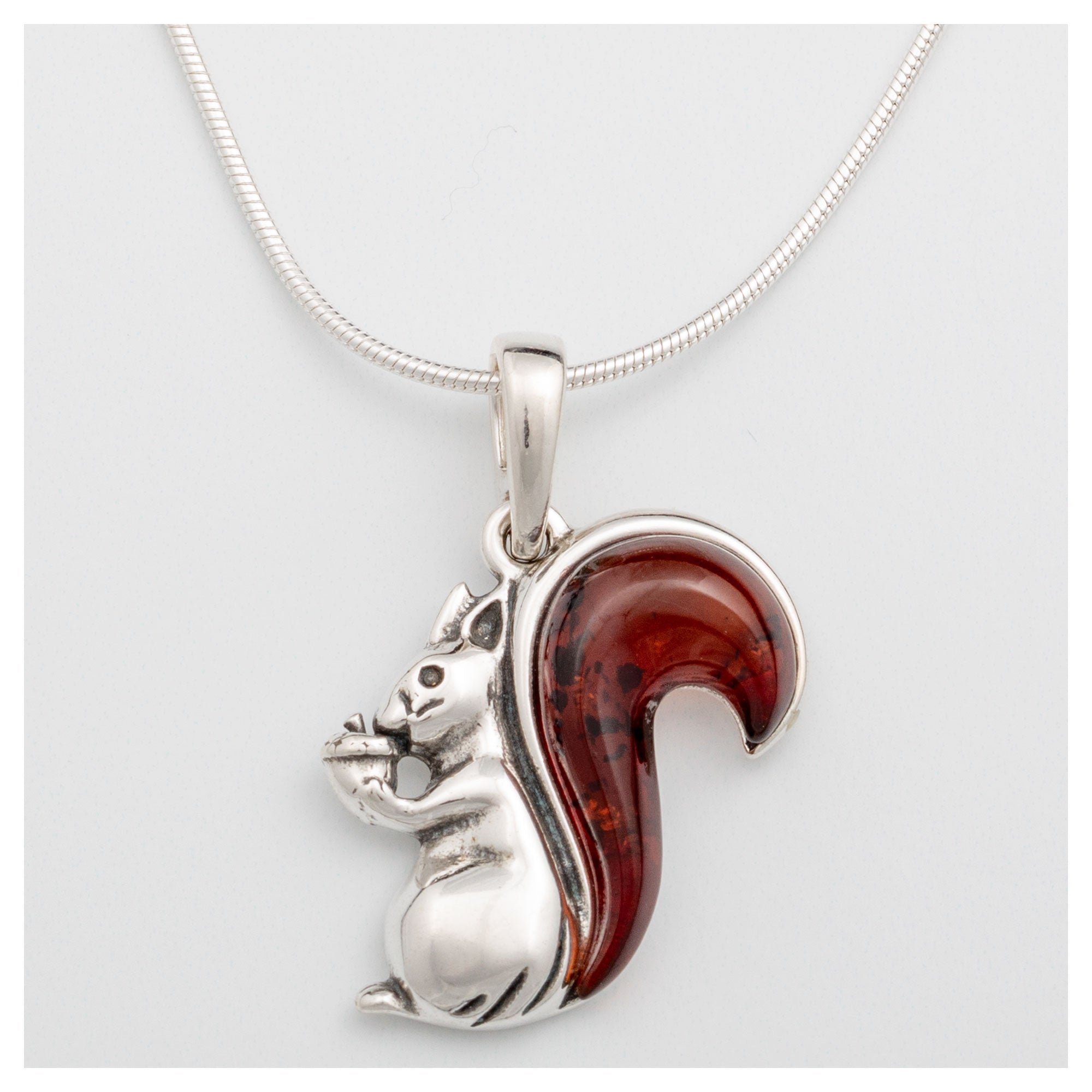 Premium Squirrel Tail Baltic Amber & Sterling Silver Necklace