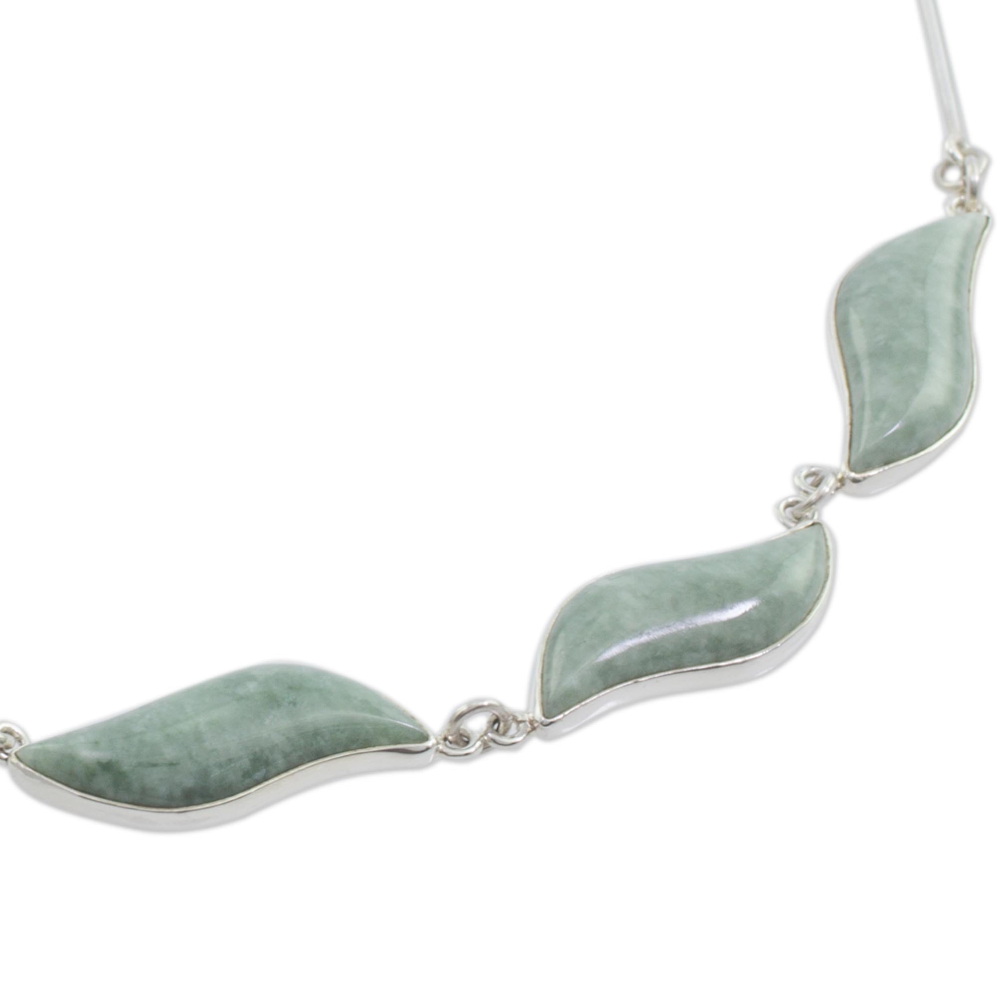 Premium Fair Trade Sterling Silver Jade Pendant Necklace - Floating in the Breeze