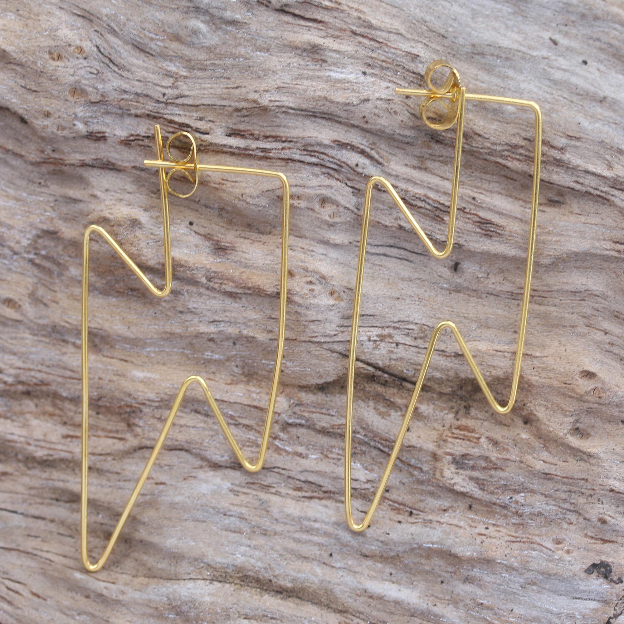 Premium Golden Bolt Gold-Plated Lightening Bolt Drop Earrings