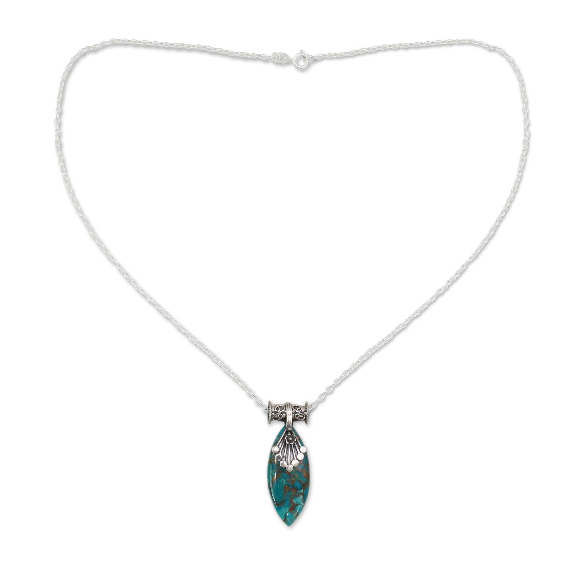 Premium Jaipur Legacy Sterling Silver Necklace with Turquoise Gemstone