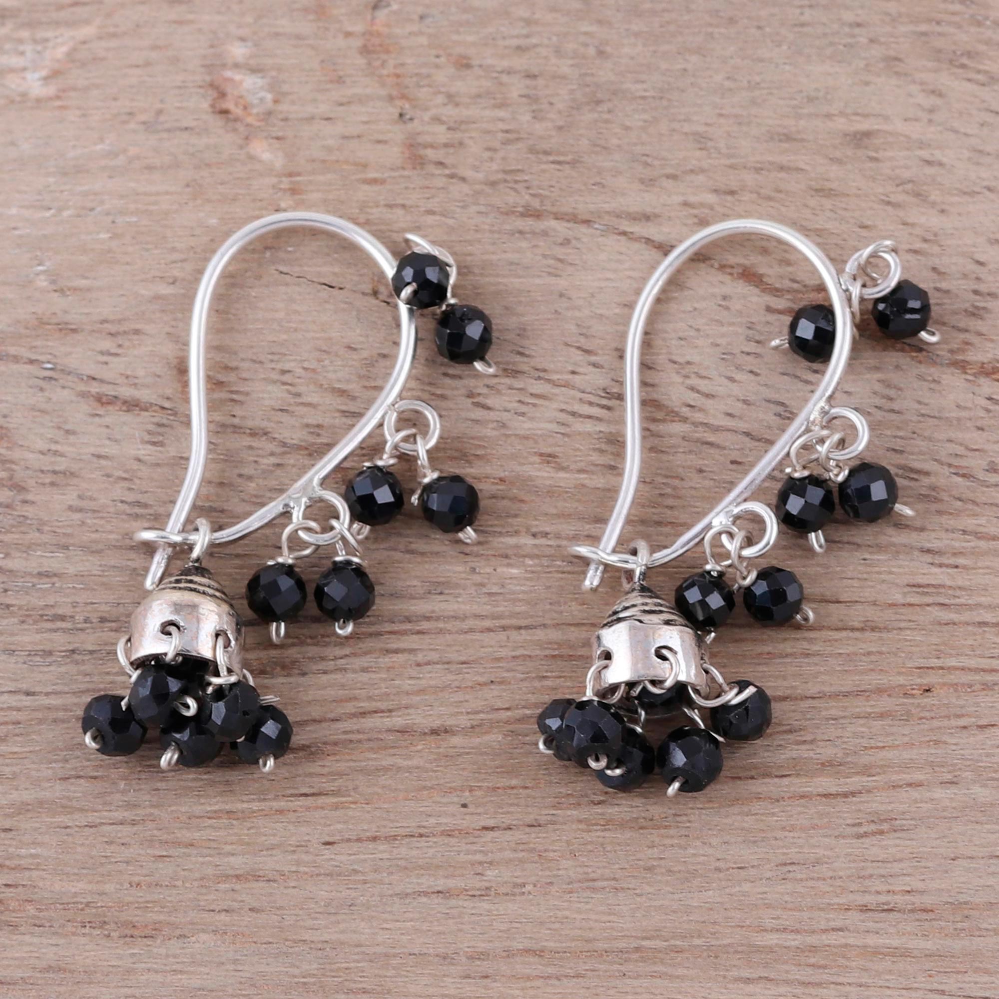 Premium Indian Onyx Chandelier Earrings – Handcrafted Sterling Silver Jewelry