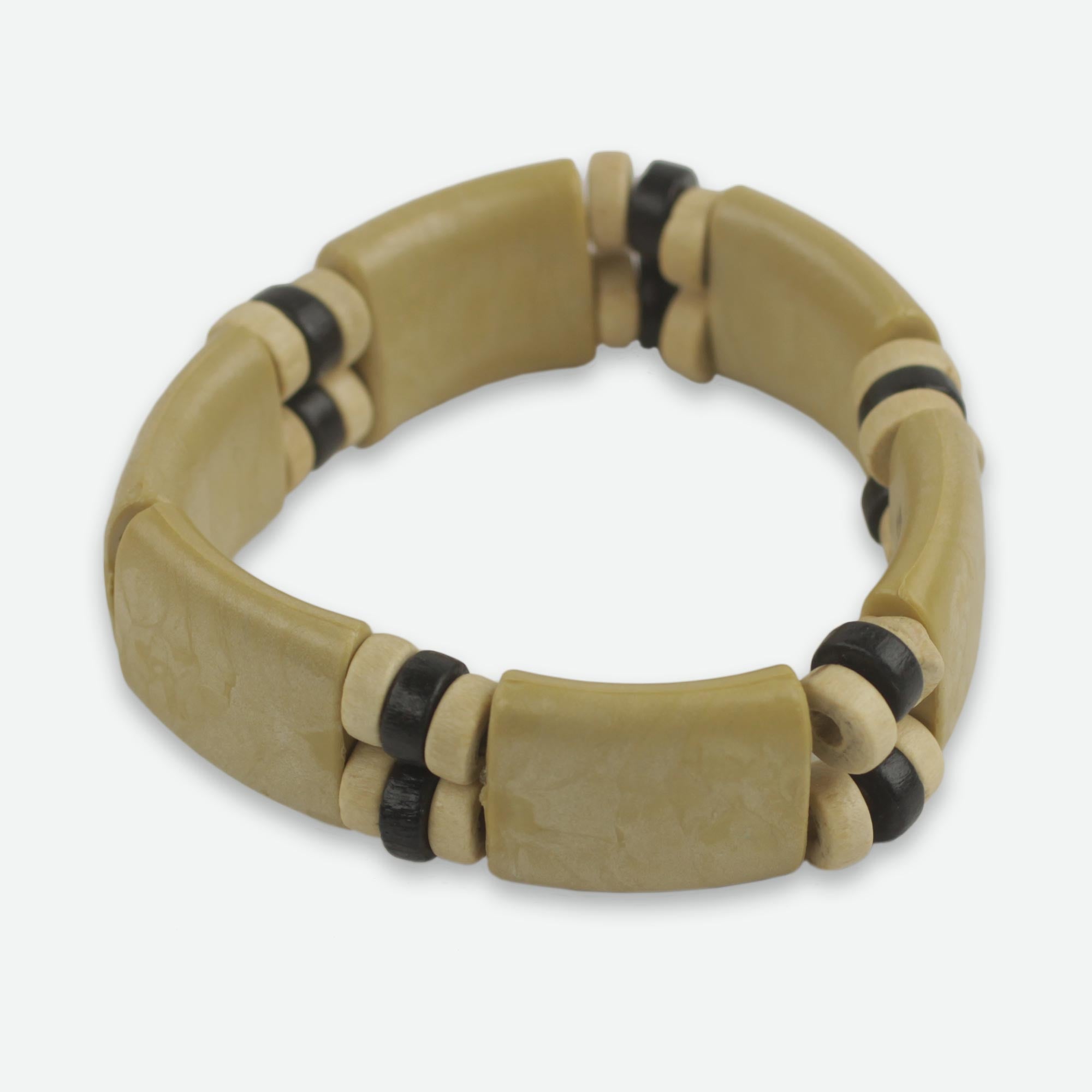 EcoChic Premium Wood & Recycled Bead Stretch Bracelet