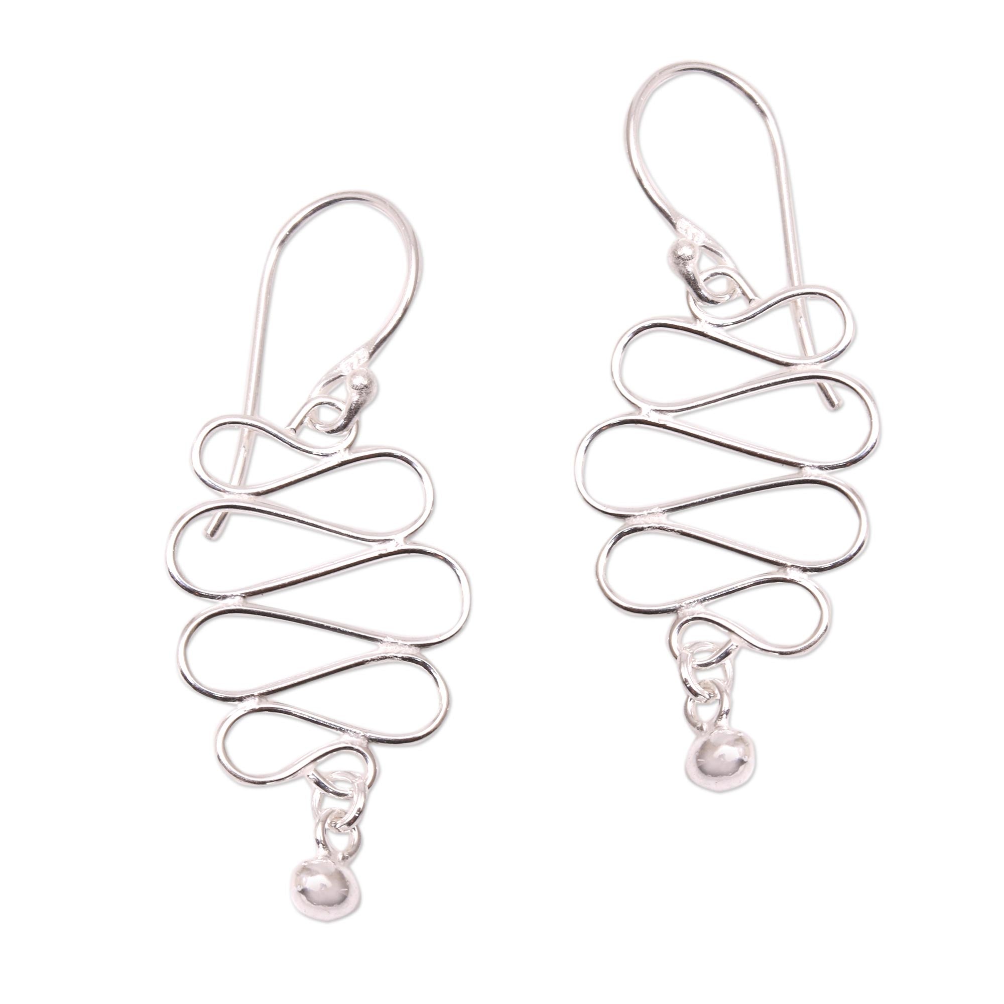 Premium Bali Current Wavy Sterling Silver Dangle Earrings - Handcrafted in Bali