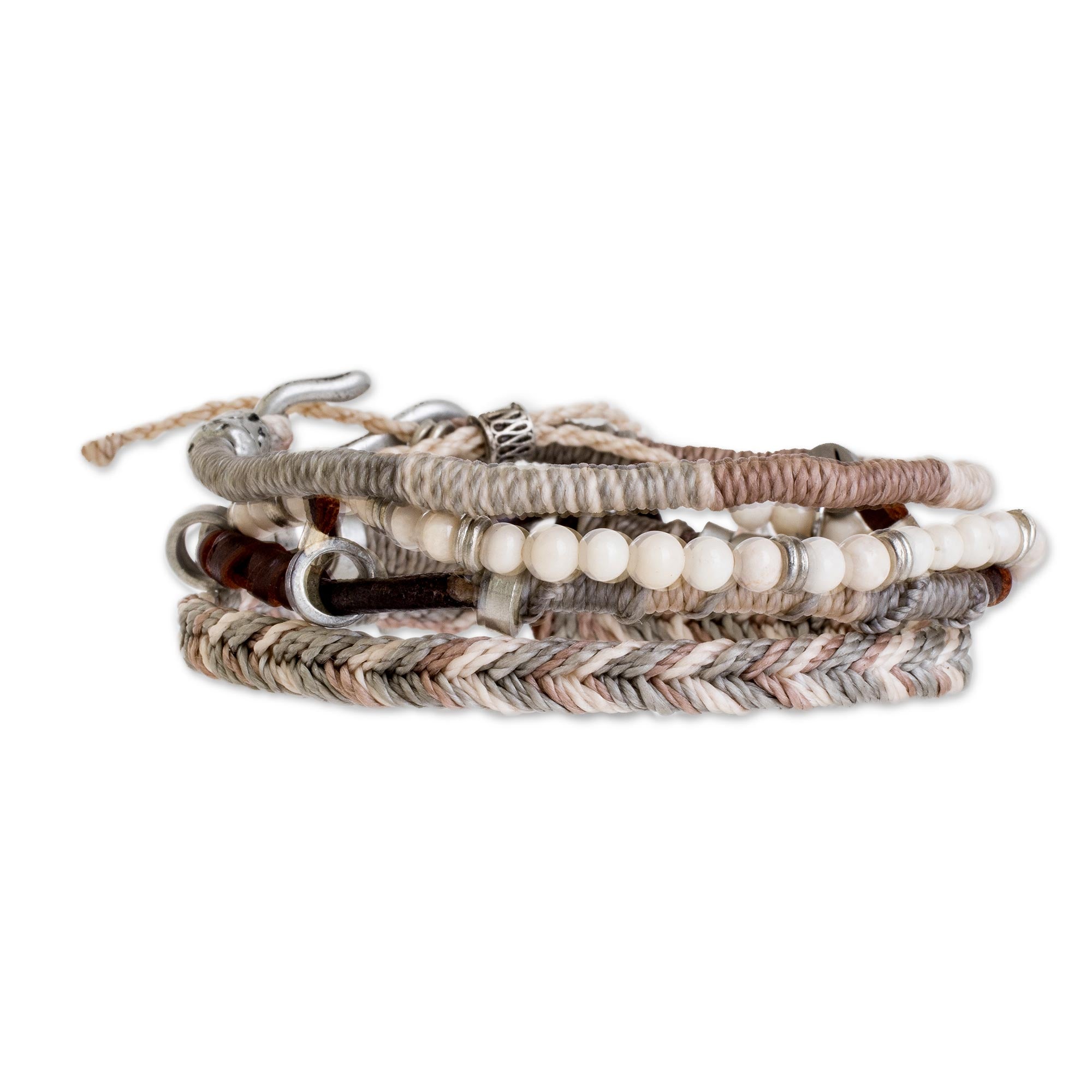 Premium Maya Highlands Unisex Macrame Bracelet Set (4-Piece Bohemian Collection)