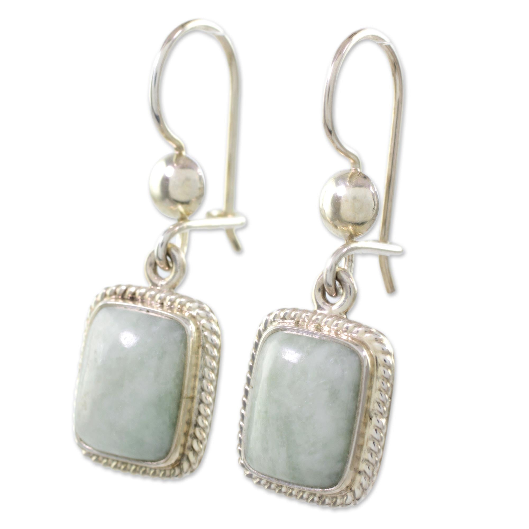 Premium Handcrafted Guatemalan Jade Earrings in Sterling Silver