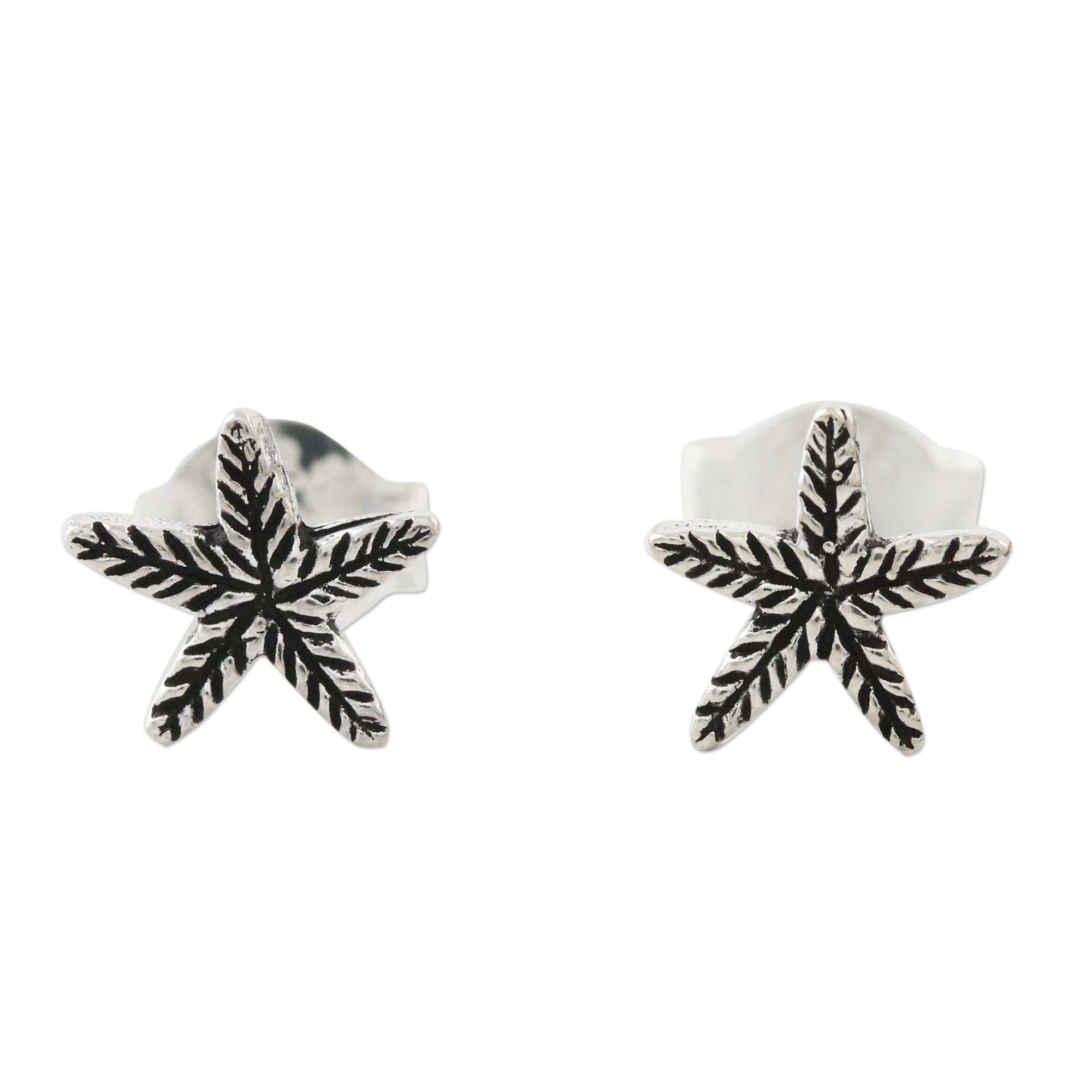 Premium Sterling Silver Starfish Stud Earrings – Handcrafted in Thailand