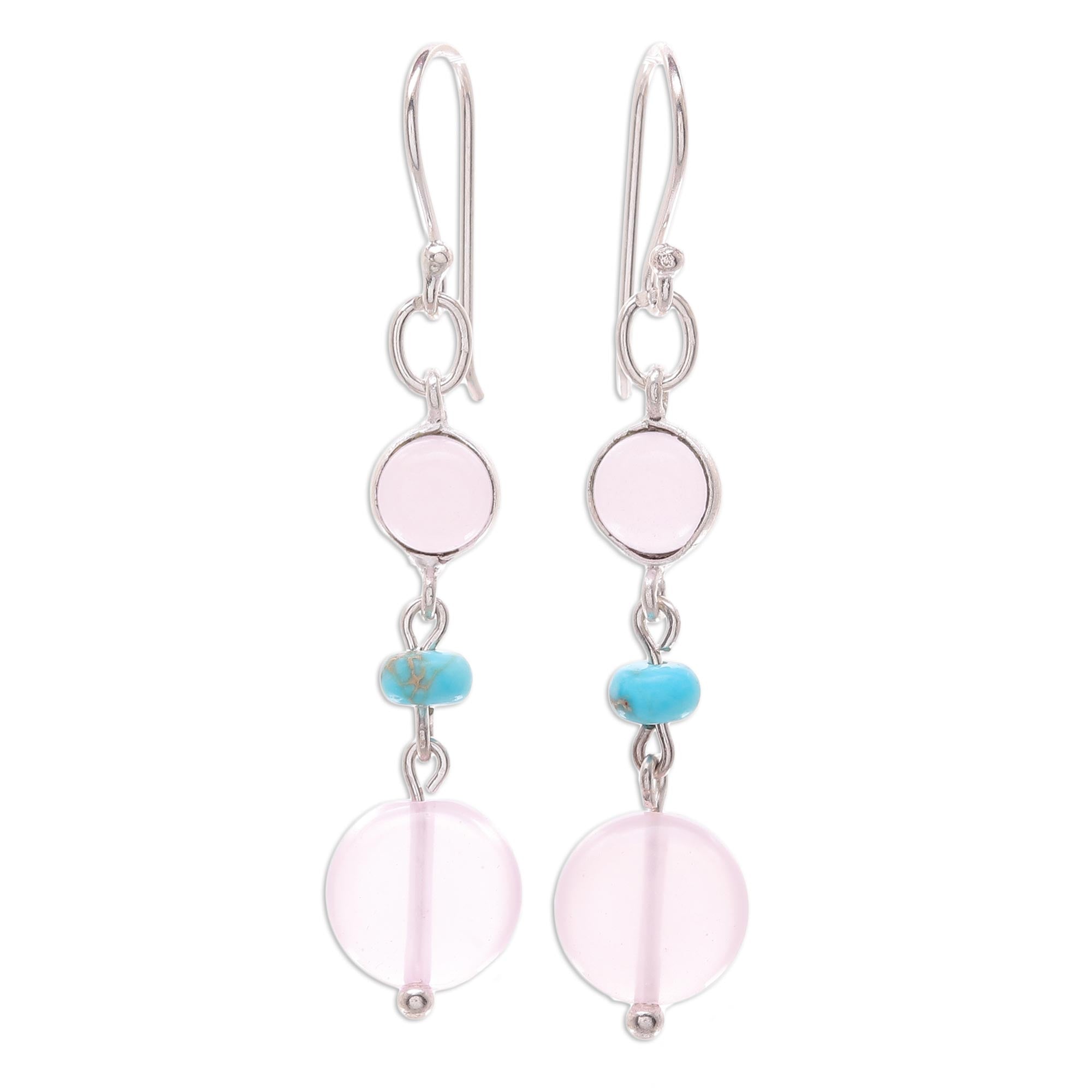 Premium Pink Quartz & Sterling Silver Elegant Dangle Earrings