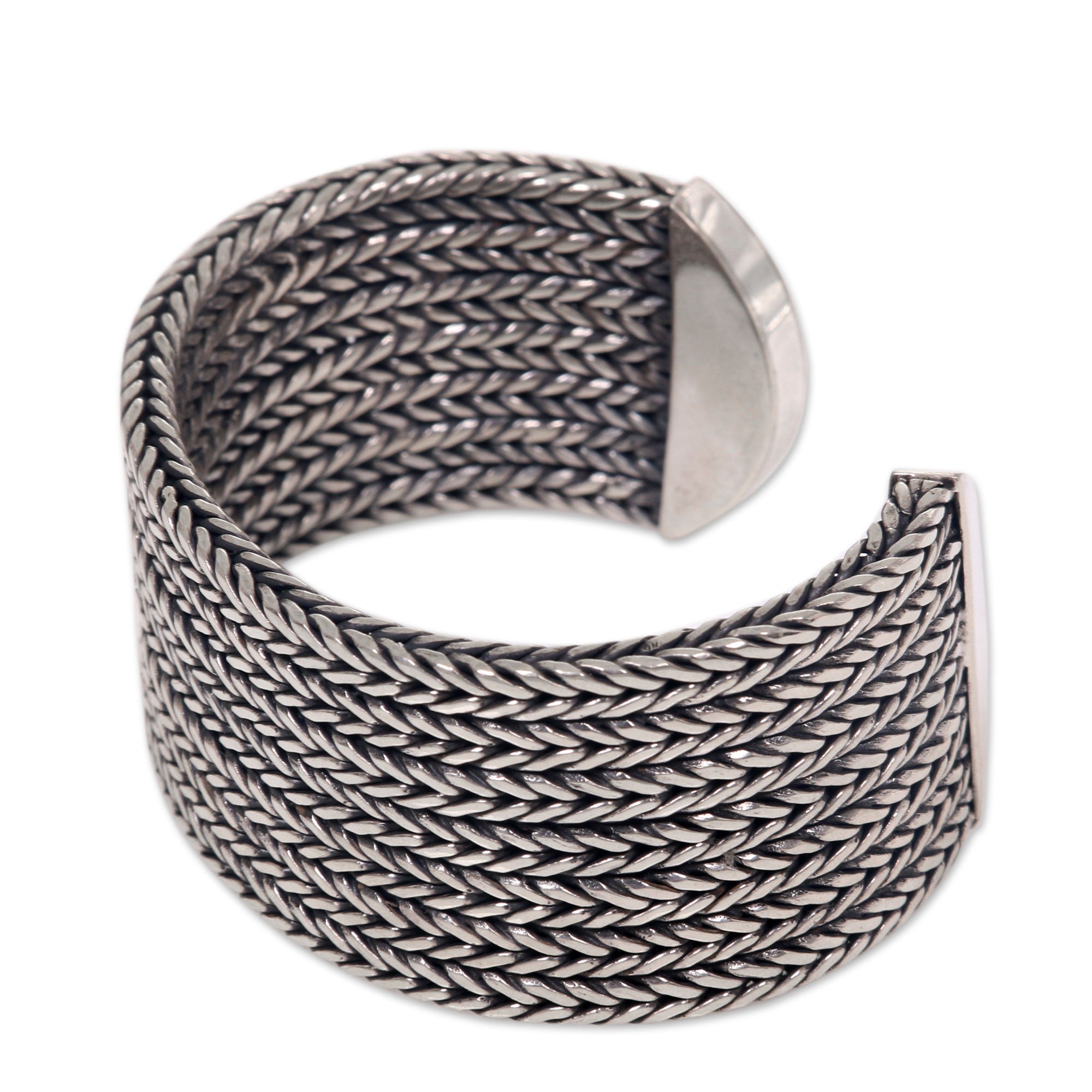 Premium Sterling Silver Horseshoe Braid Cuff Bracelet - Handcrafted in Bali