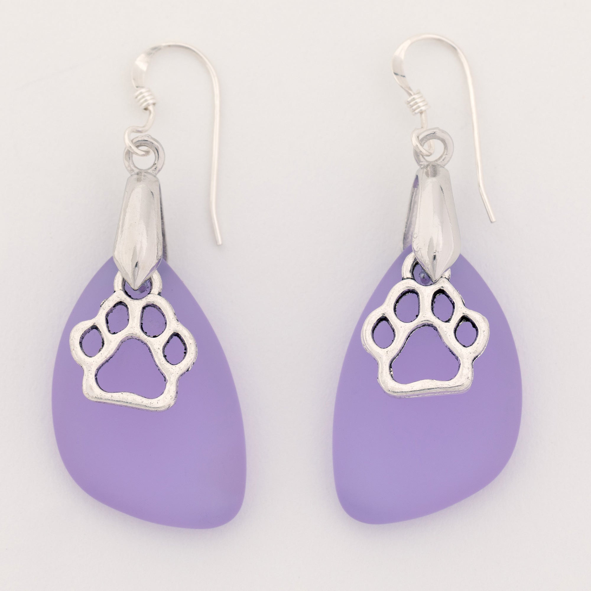 Premium Paw Print Sea Glass Earrings - Handcrafted in the U.S.A.