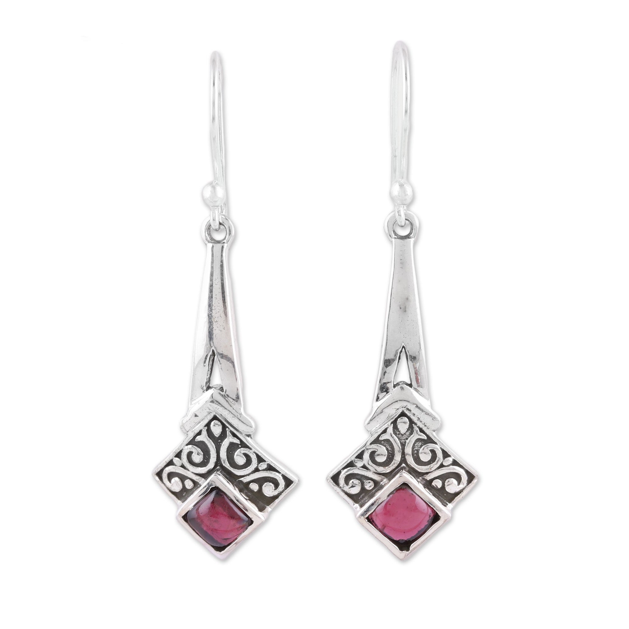 Premium Garnet Dangle Earrings – Handcrafted Sterling Silver Jewelry