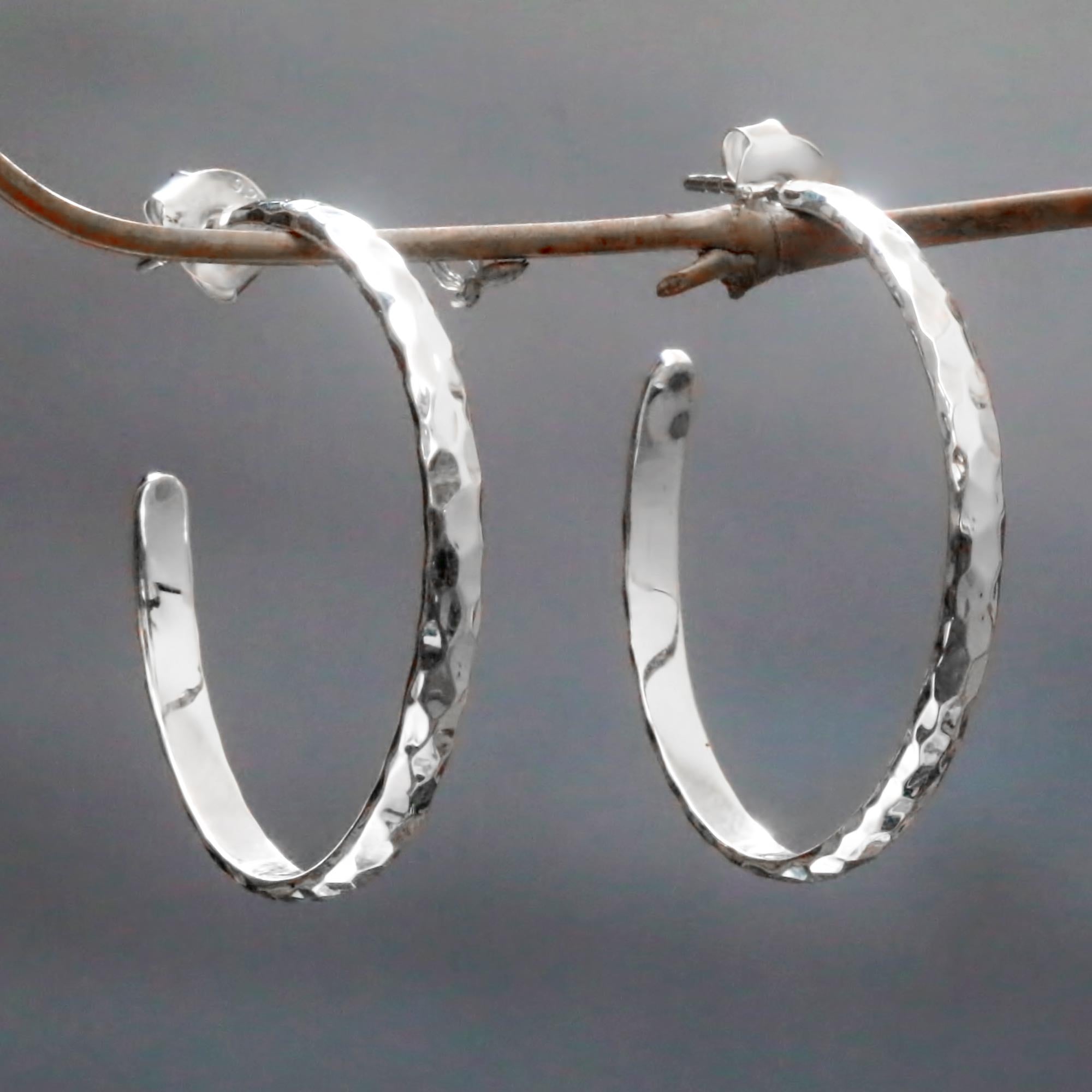 Premium Sterling Silver Mosaic Hoop Earrings