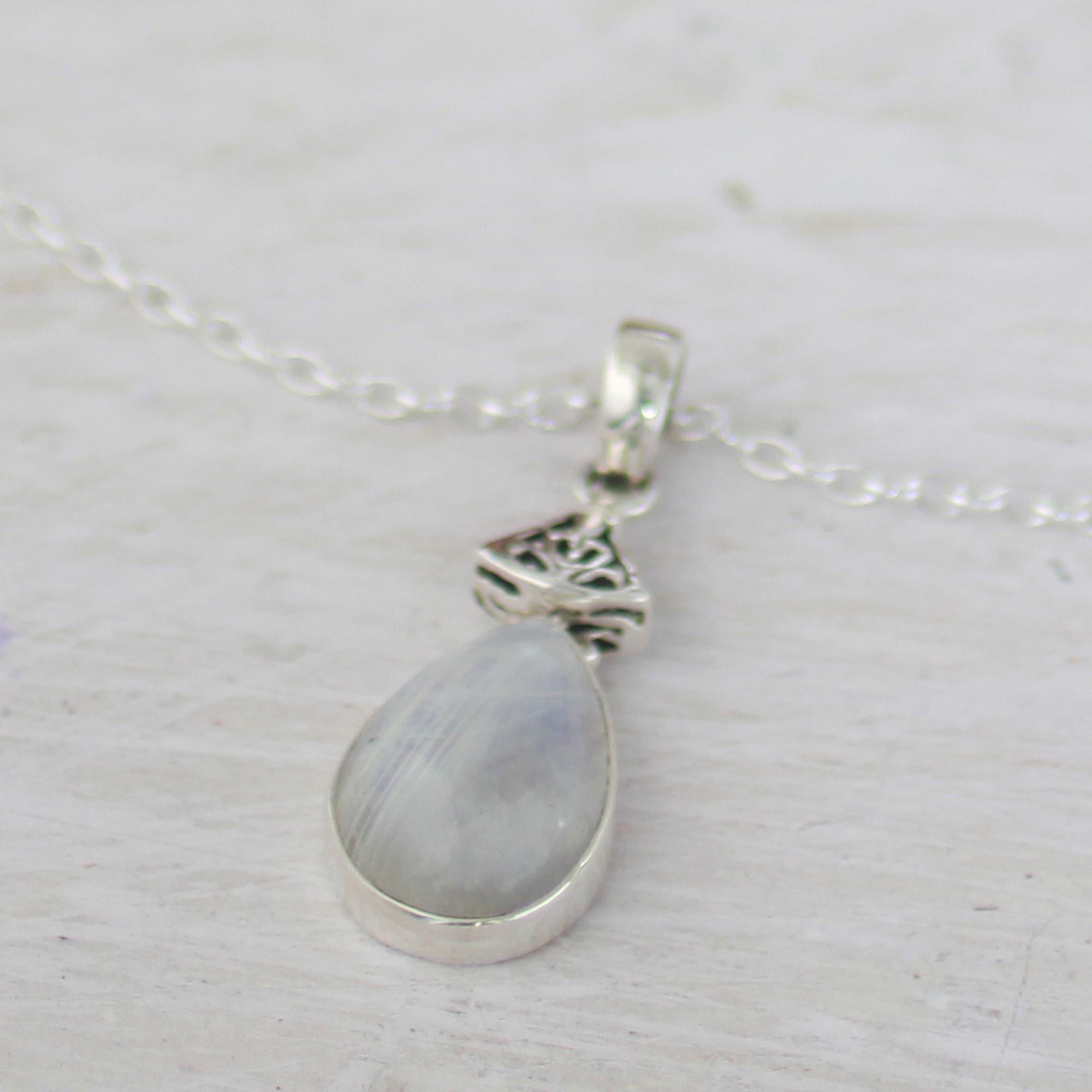 Premium Icy Droplet Moonstone Necklace - Handcrafted Elegance