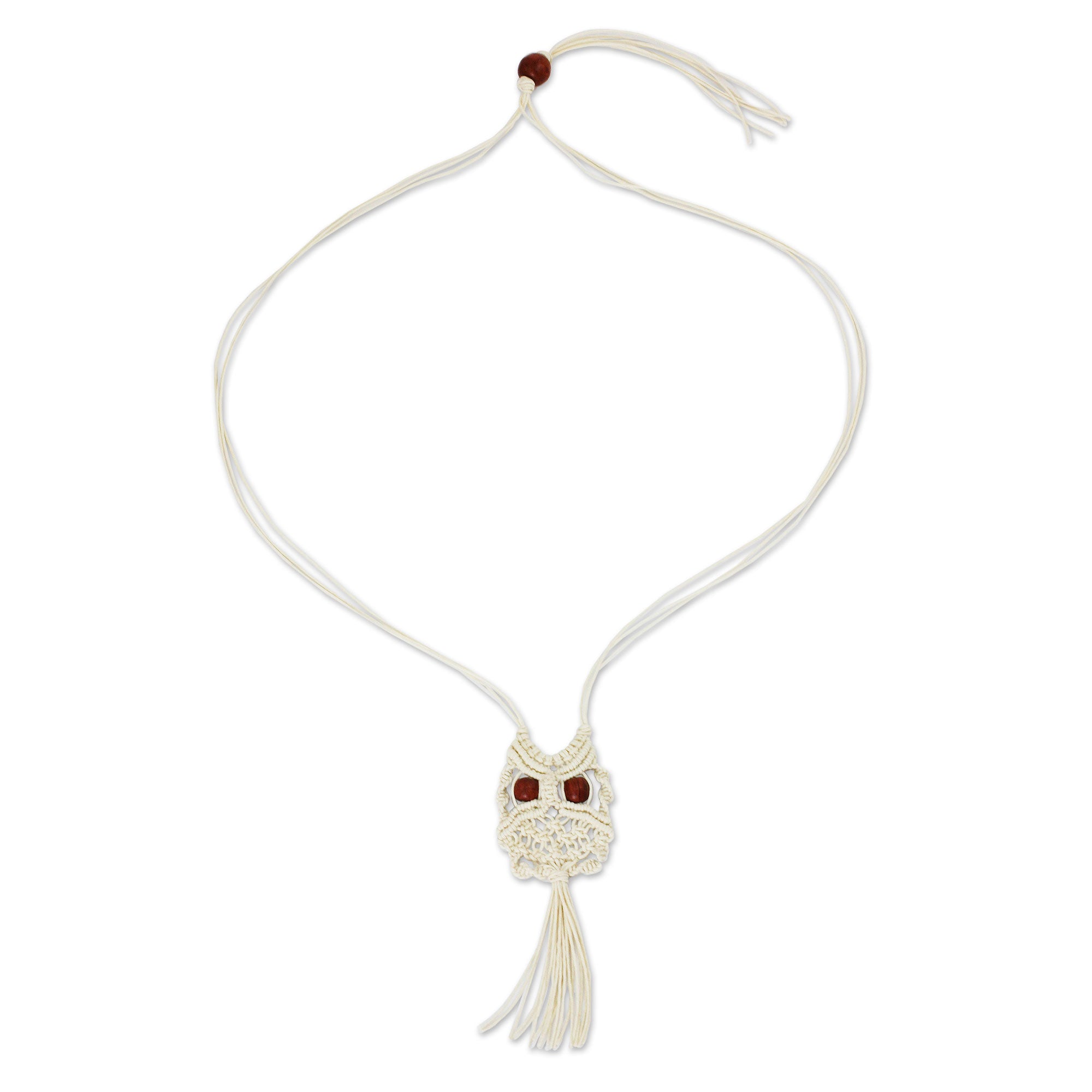 Premium White Owl Handcrafted Thai Macrame Bird Necklace