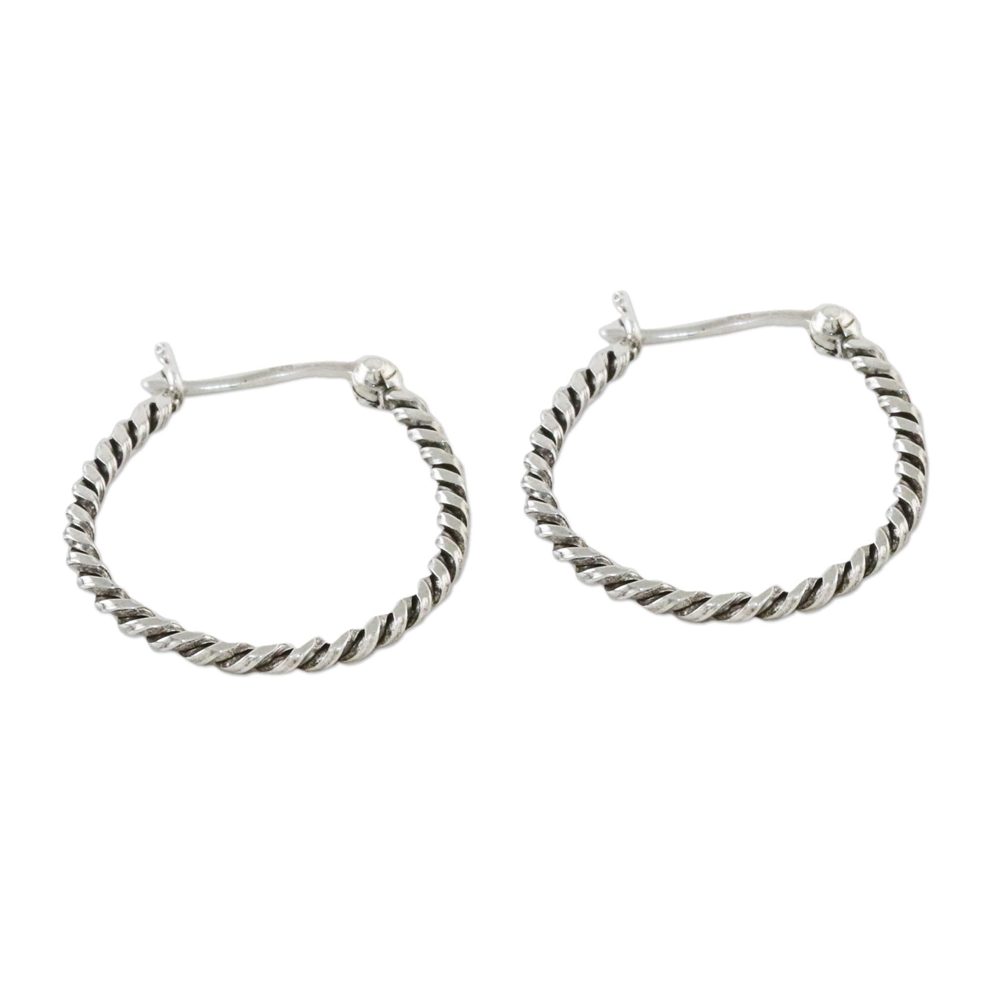 Premium Spiral Onwards Sterling Silver Hoop Earrings